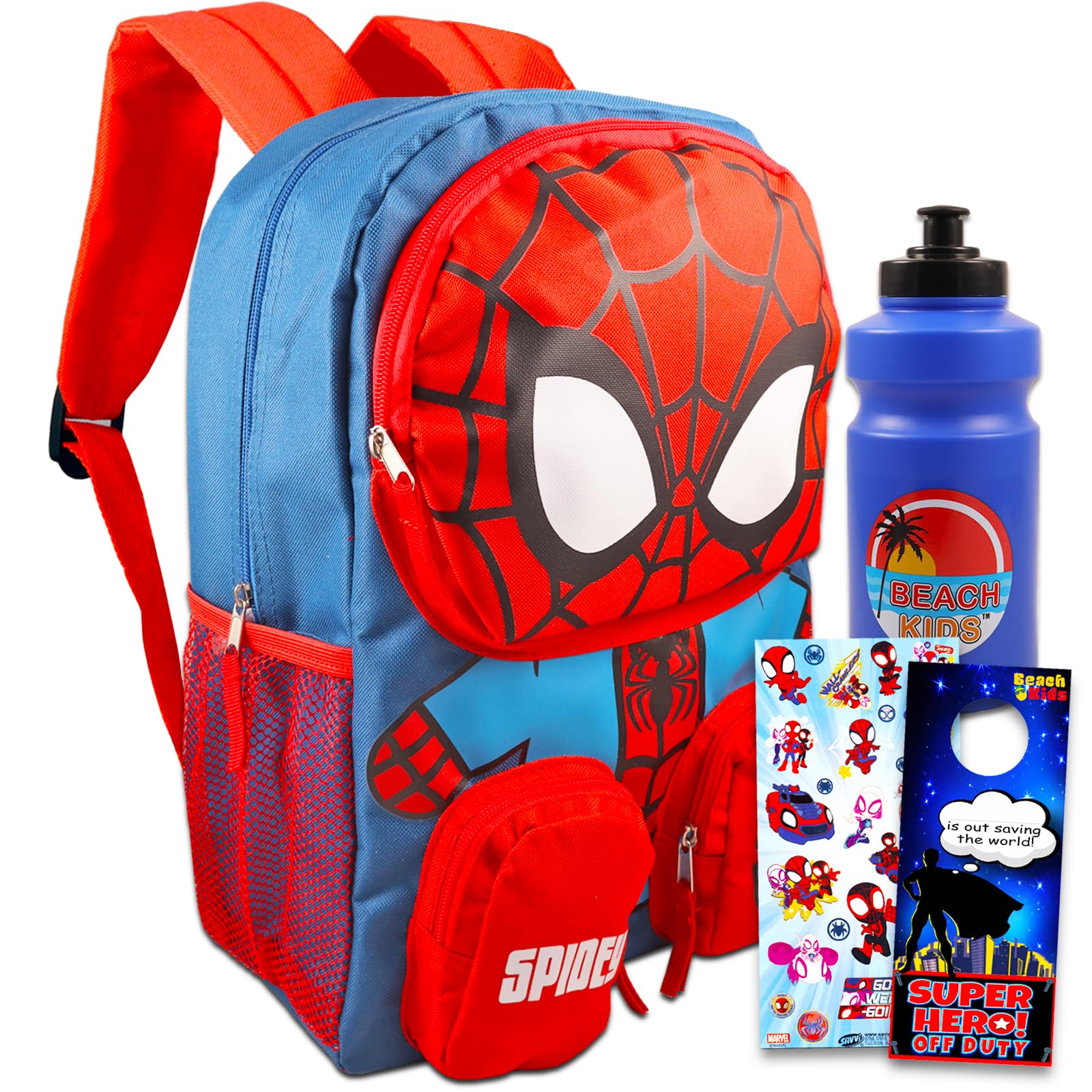 Mochila Marvel Spiderman con Pegatinas y Botella - Venta Internacional