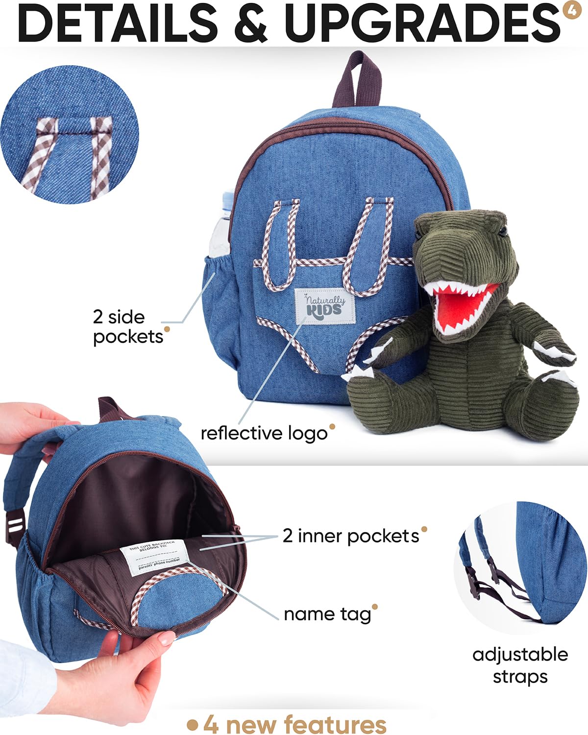 Foto 6 pulgar | Mochila Naturally Kids con Diseño de Dinosaurio de Peluche - Venta Internacional