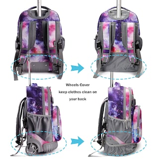Foto 5 | Mochila con Ruedas Tilami Galaxy Púrpura de 19 Pulgadas con Bolsa de Almuerzo - Venta Internacional