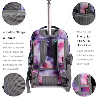 Foto 7 | Mochila con Ruedas Tilami Galaxy Púrpura de 19 Pulgadas con Bolsa de Almuerzo - Venta Internacional