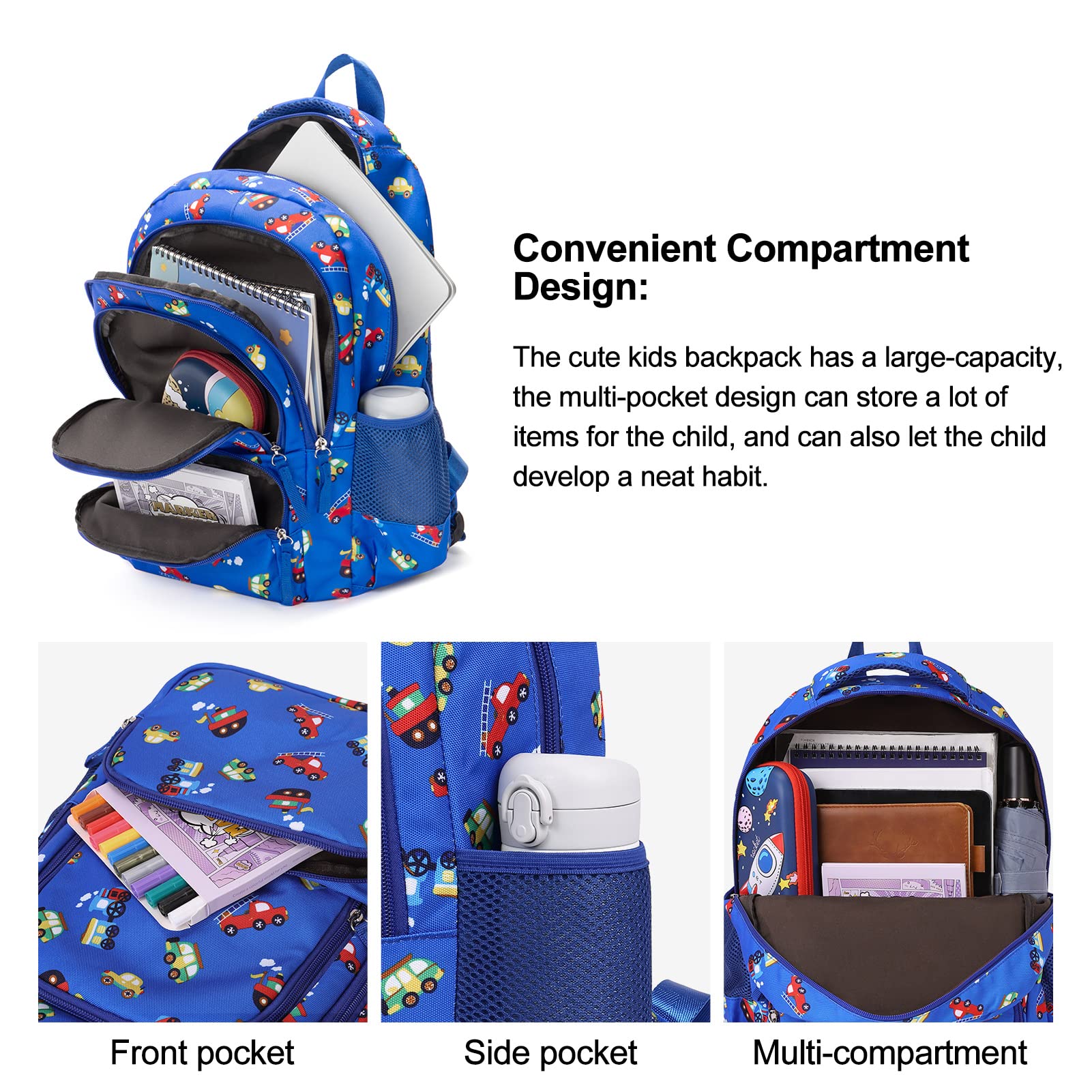 Foto 6 pulgar | Mochila Cluci Kids Blue Car Para Niños Y Niñas - Venta Internacional