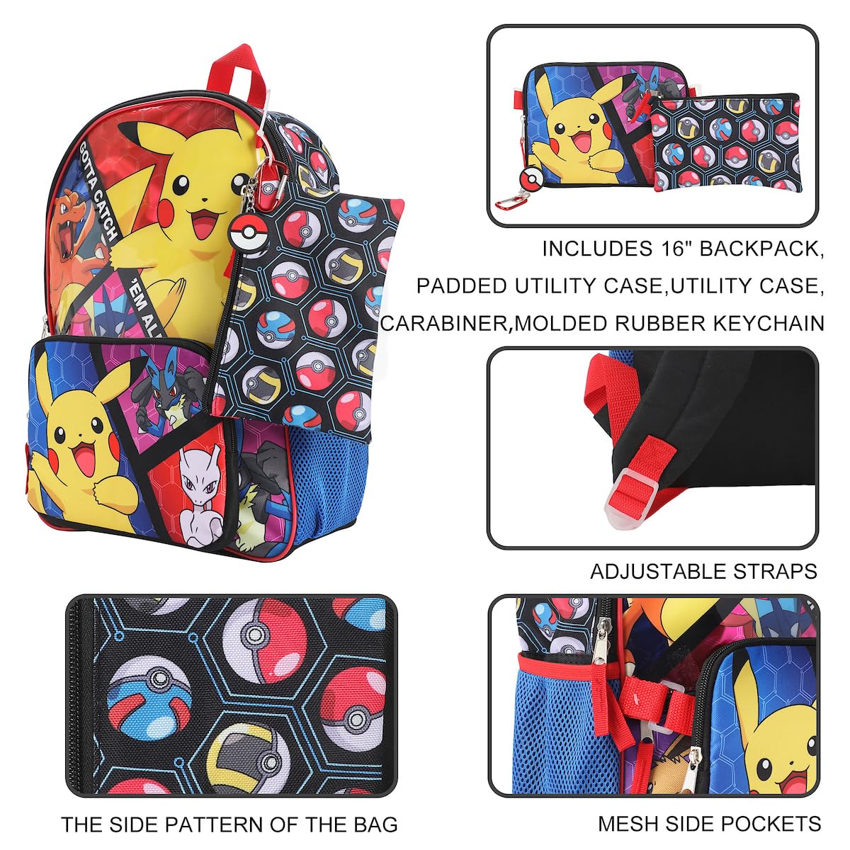 Foto 6 pulgar | Set de Mochilas Bioworld Pokemon Trainer Gotta Catch 'em All - Venta Internacional