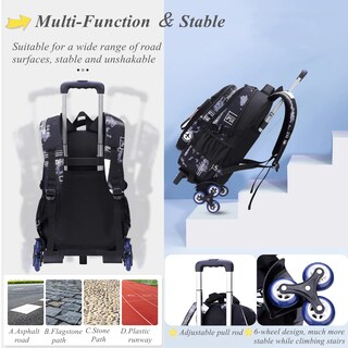 Foto 5 | Mochila con Ruedas Bansusu Camo Boys School de 29 Litros con 6 Ruedas - Venta Internacional