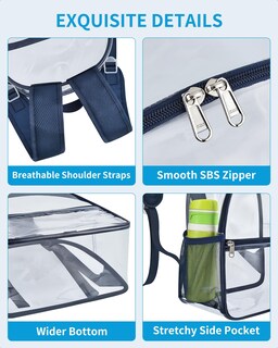 Foto 3 | Mochila Paxiland Clear Stadium Homologada 30x30x15 Cm Azul Marino - Venta Internacional
