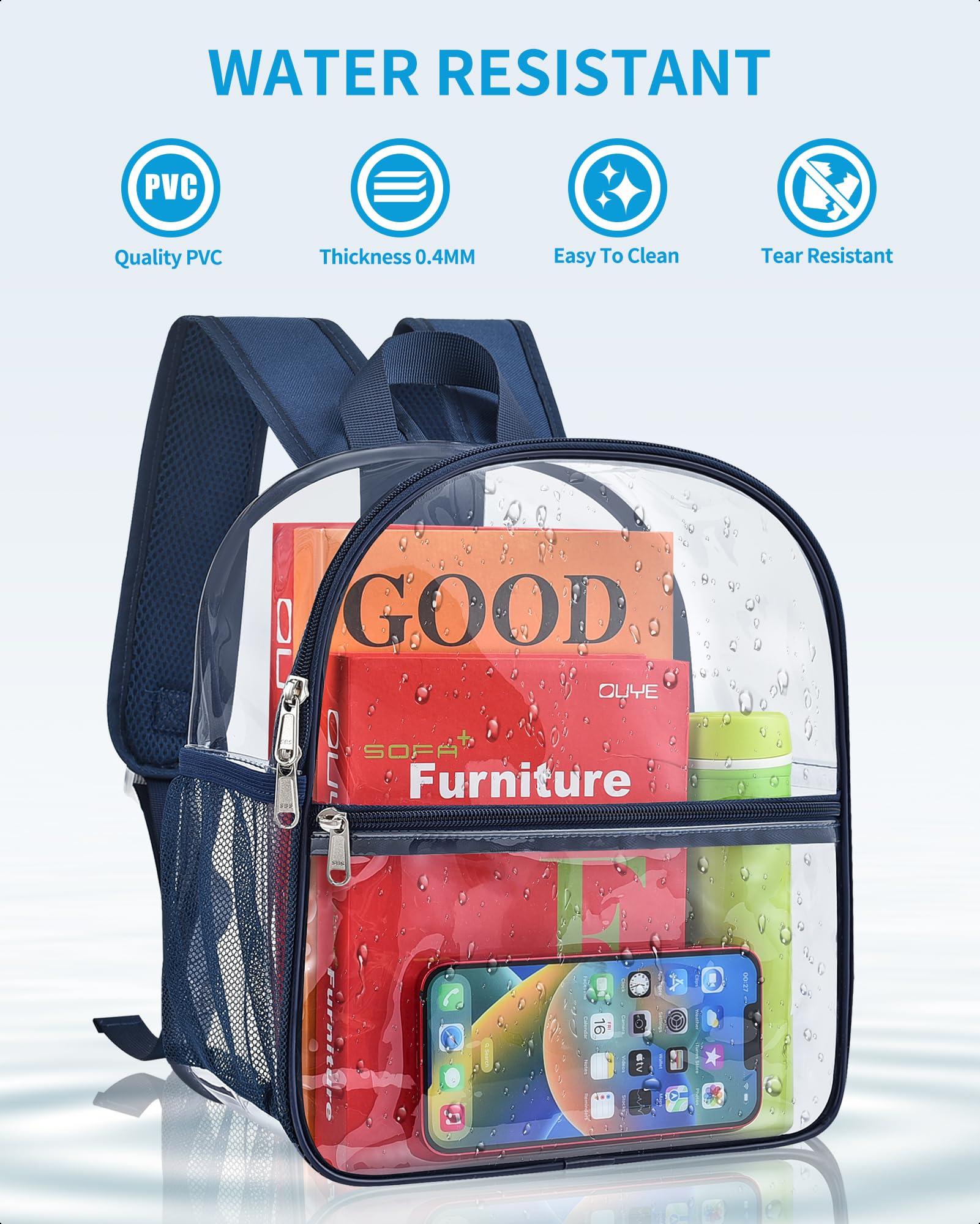 Foto 6 pulgar | Mochila Paxiland Clear Stadium Homologada 30x30x15 Cm Azul Marino - Venta Internacional