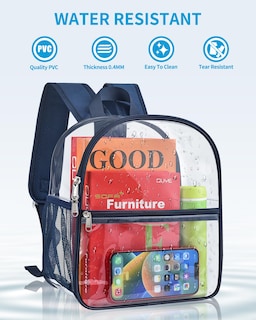 Foto 5 | Mochila Paxiland Clear Stadium Homologada 30x30x15 Cm Azul Marino - Venta Internacional