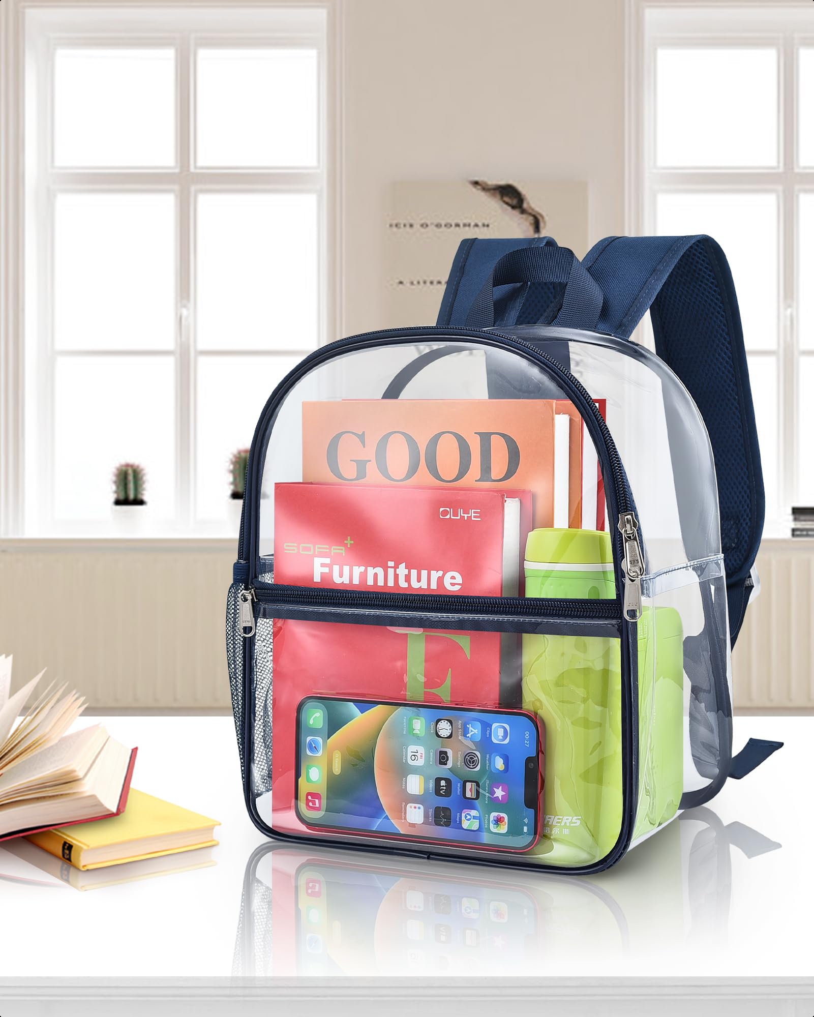 Foto 8 pulgar | Mochila Paxiland Clear Stadium Homologada 30x30x15 Cm Azul Marino - Venta Internacional