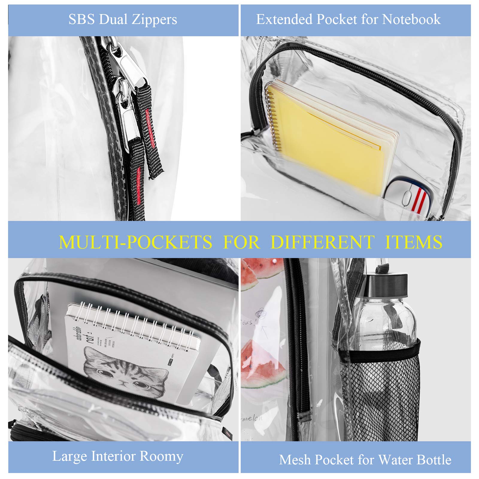 Foto 7 pulgar | Mochila Fomaris Transparente con Detalles Negros - Venta Internacional