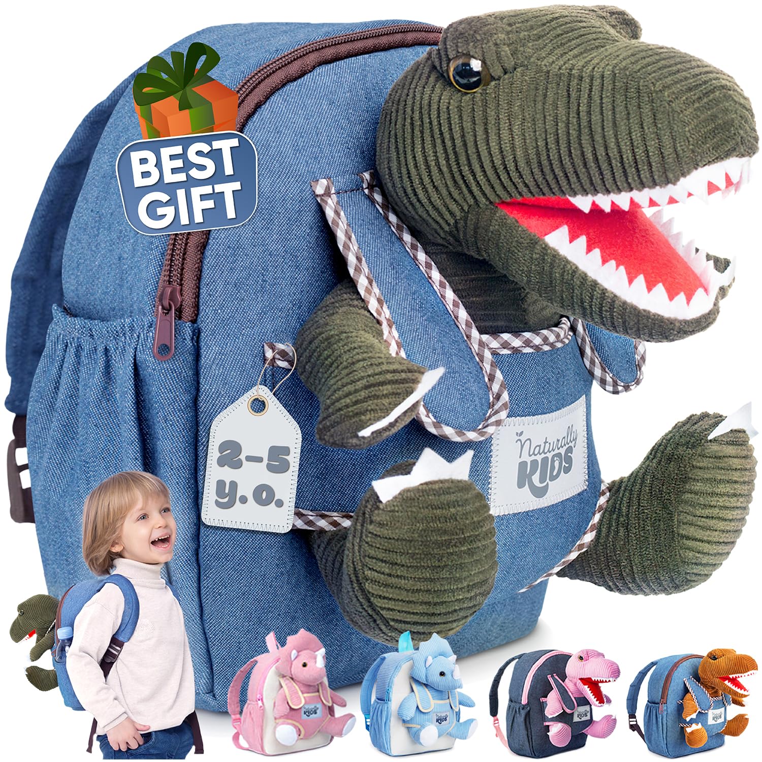 Foto 2 pulgar | Mochila Naturally Kids con Dinosaurio de Peluche para Niños - Venta Internacional