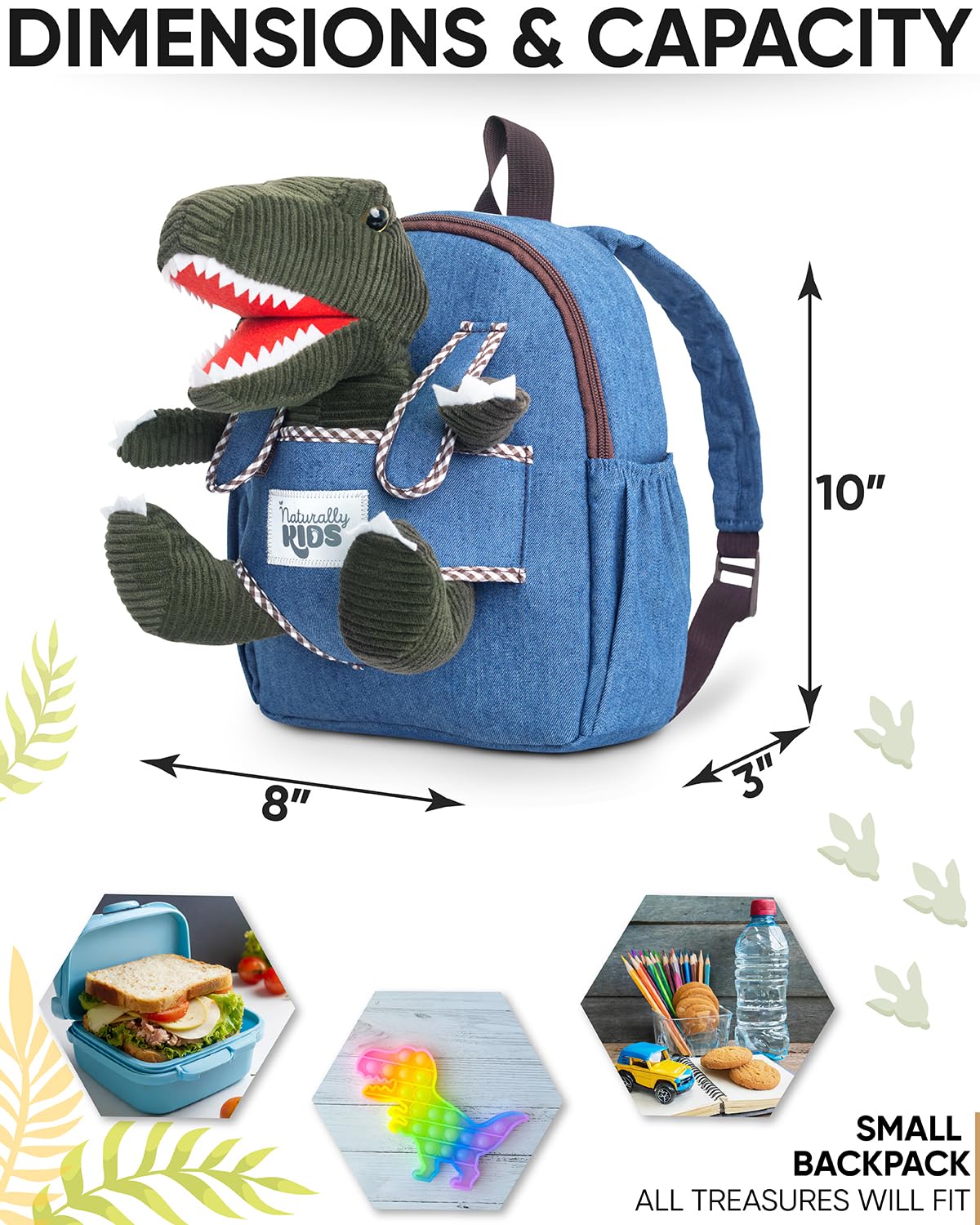 Foto 4 pulgar | Mochila Naturally Kids con Dinosaurio de Peluche para Niños - Venta Internacional