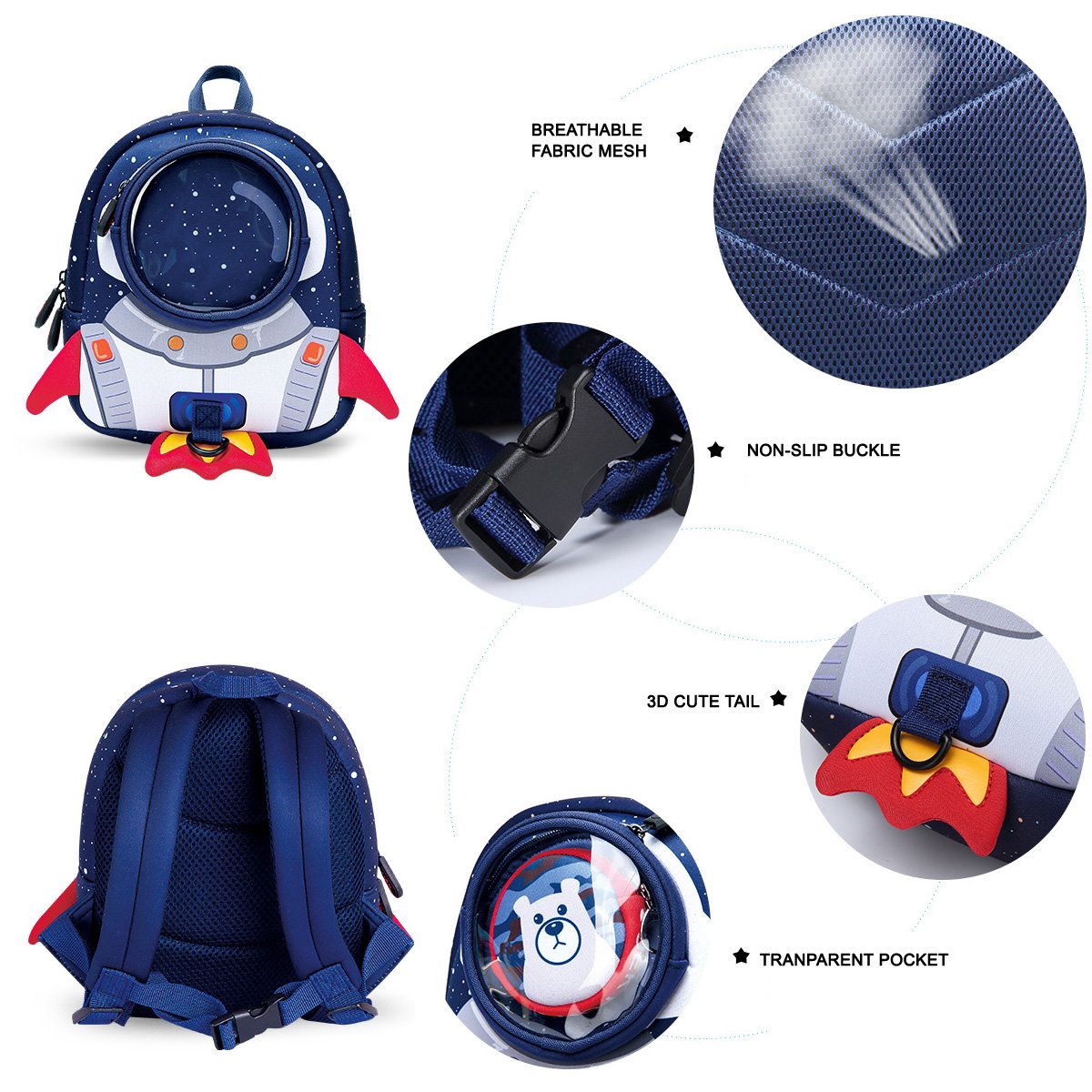 Foto 6 pulgar | Mochila Yisibo Rocket con Correa de Arnés de para Niños Pequeños  - Venta Internacional