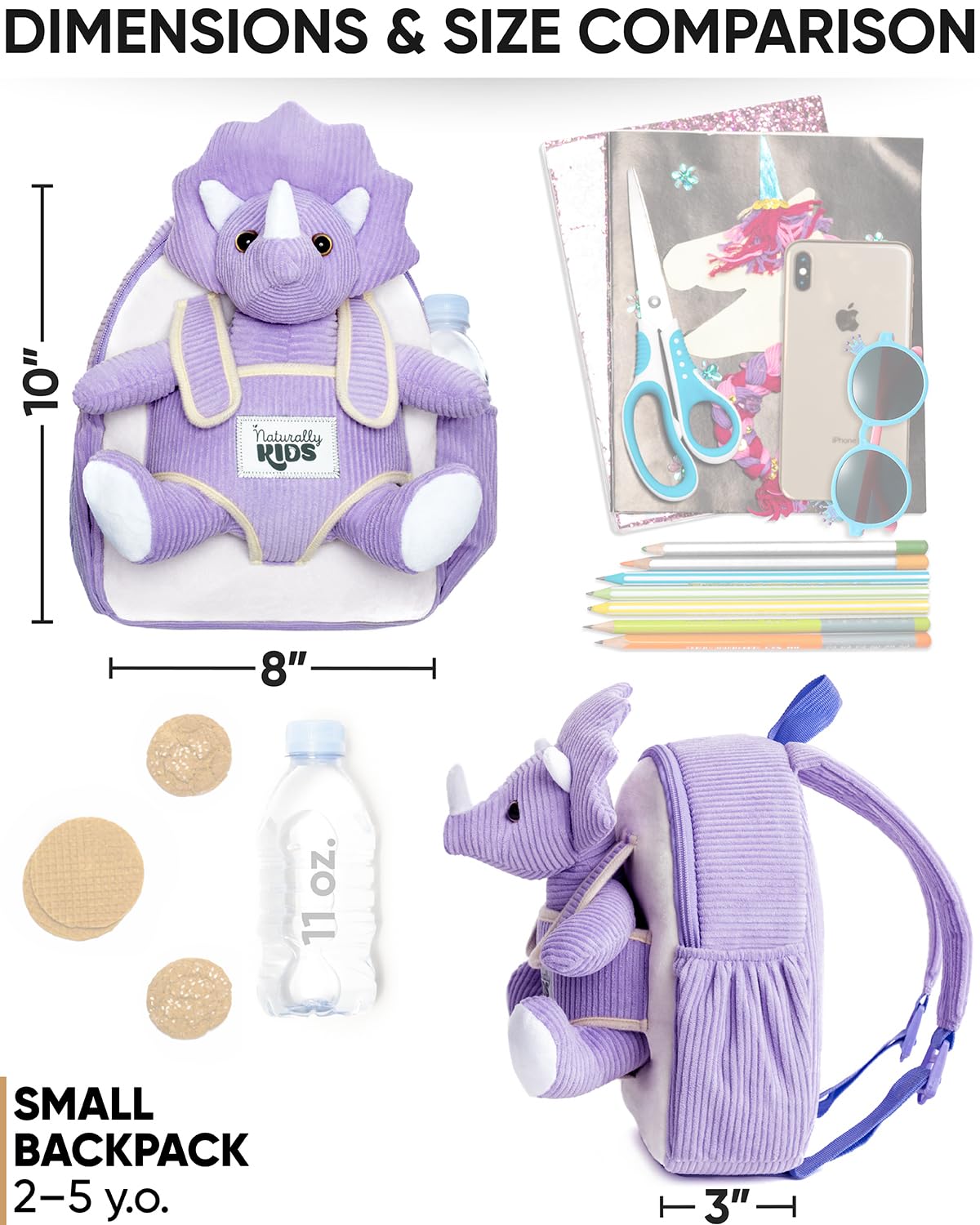 Foto 6 pulgar | Mochila Naturally Kids con Forma De Triceratops Morada - Venta Internacional