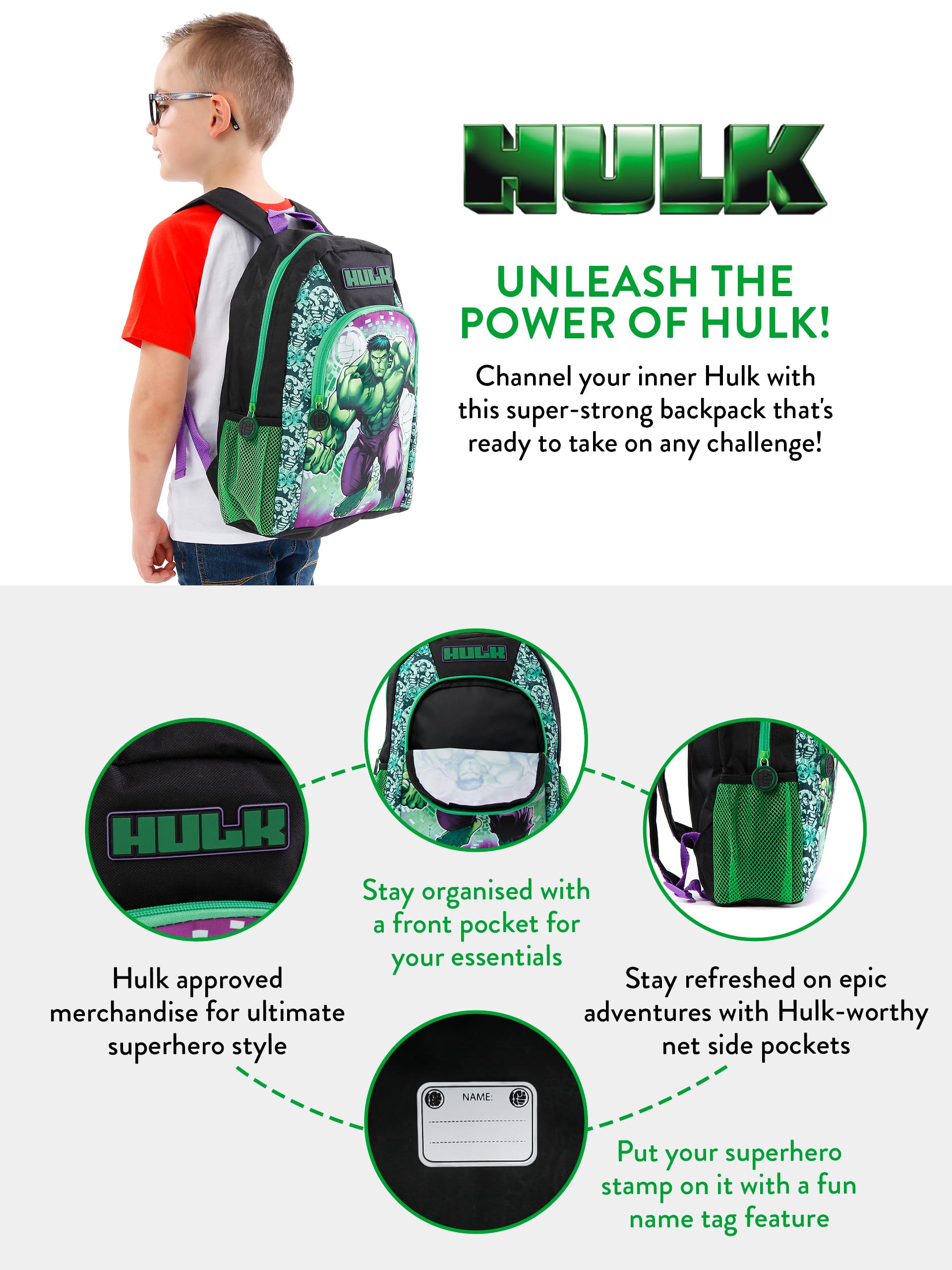 Foto 5 pulgar | Mochila Marvel Kids El Increíble Hulk - Venta Internacional