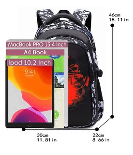 Foto 3 | Mochila Asge Camo Gris para Niños - Ideal para la Escuela Secundaria