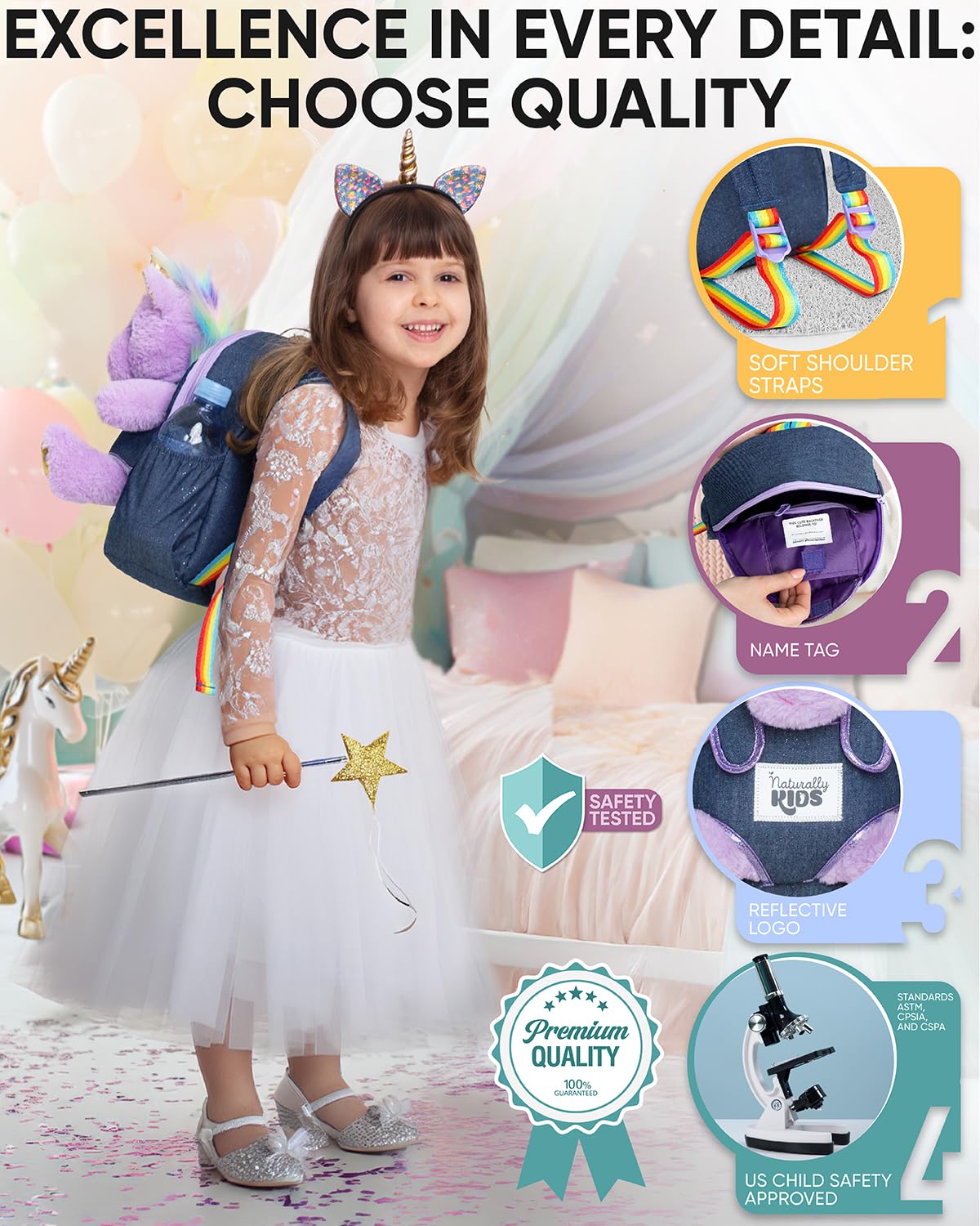 Foto 5 pulgar | Mochila Naturally Kids Unicorn para Niñas - Venta Internacional