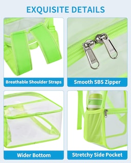 Foto 3 | Mochila Transparente de 30 X 30 X 15 cm Color Verde - Venta Internacional