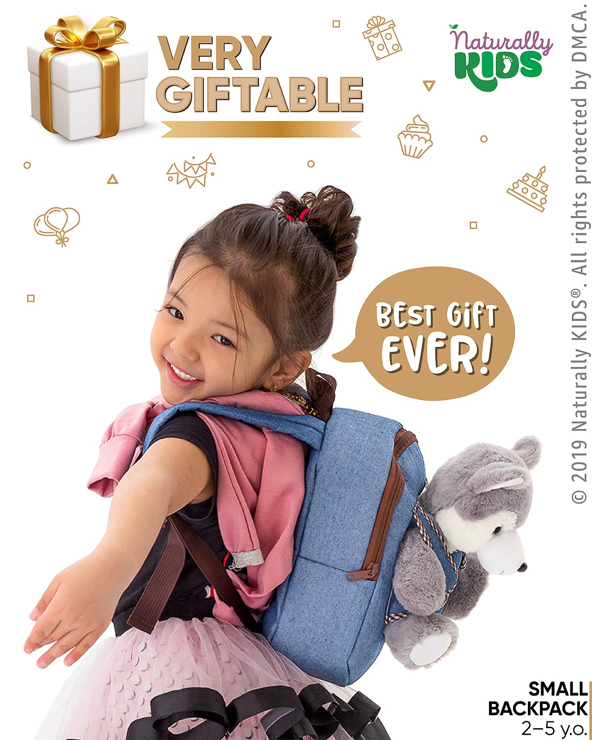 Foto 3 pulgar | Peluche Backpack Naturally Kids Wolf Para Niños - Venta Internacional