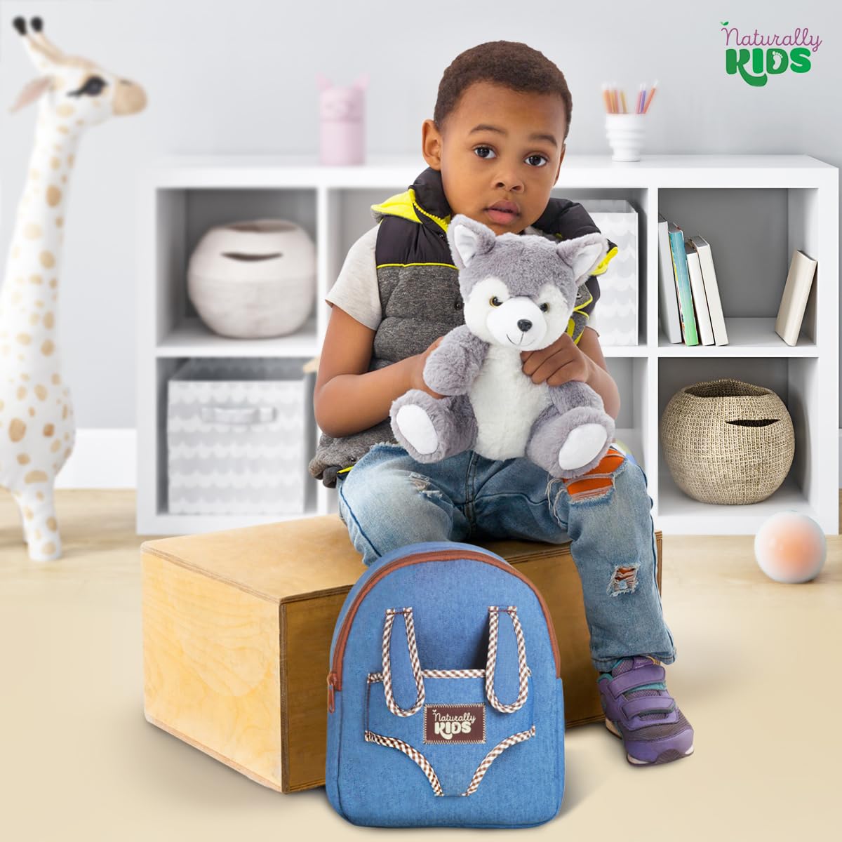 Foto 6 pulgar | Peluche Backpack Naturally Kids Wolf Para Niños - Venta Internacional