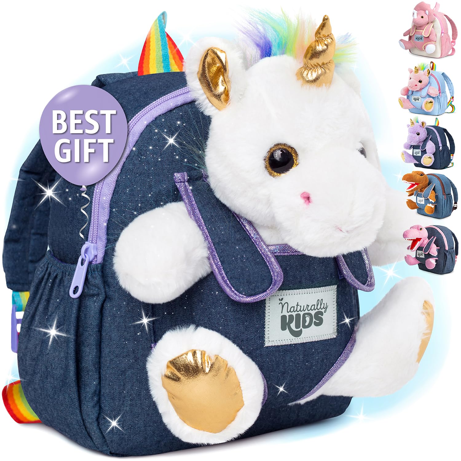 Foto 2 pulgar | Mochila Naturally Kids Unicorn con Peluche para Niños de 3 Años - Venta Internacional