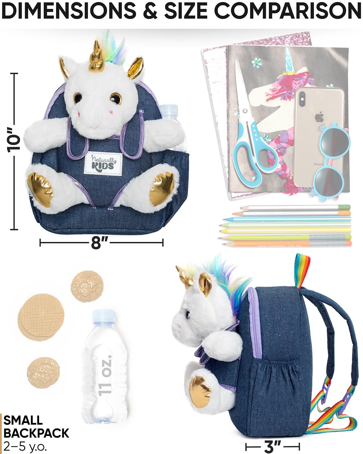 Foto 7 pulgar | Mochila Naturally Kids Unicorn con Peluche para Niños de 3 Años - Venta Internacional