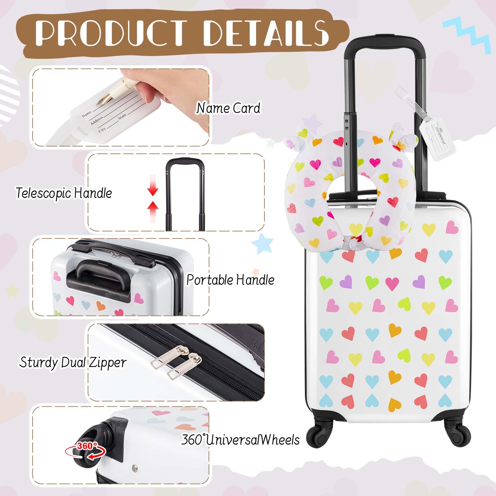 Foto 6 pulgar | Set de Equipaje Sanwuta Heart 4 Piezas para Niñas 51 cm con Mochila - Venta Internacional