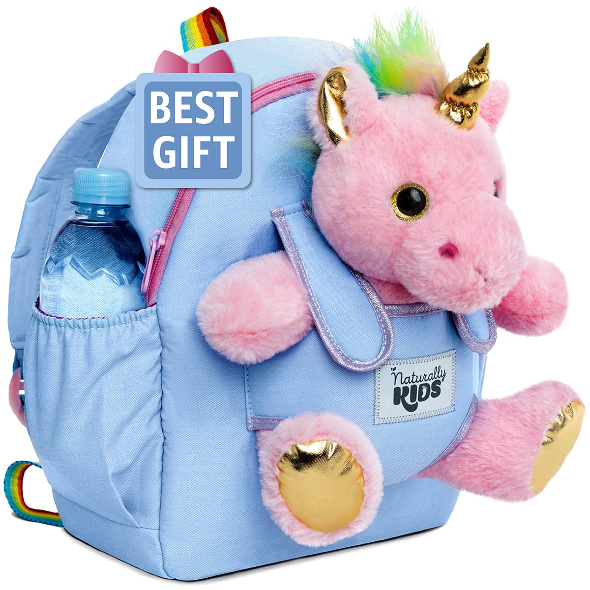 Mochila de Unicornio Rosa con Peluche Desmontable para Niños de 5 a 7 Años