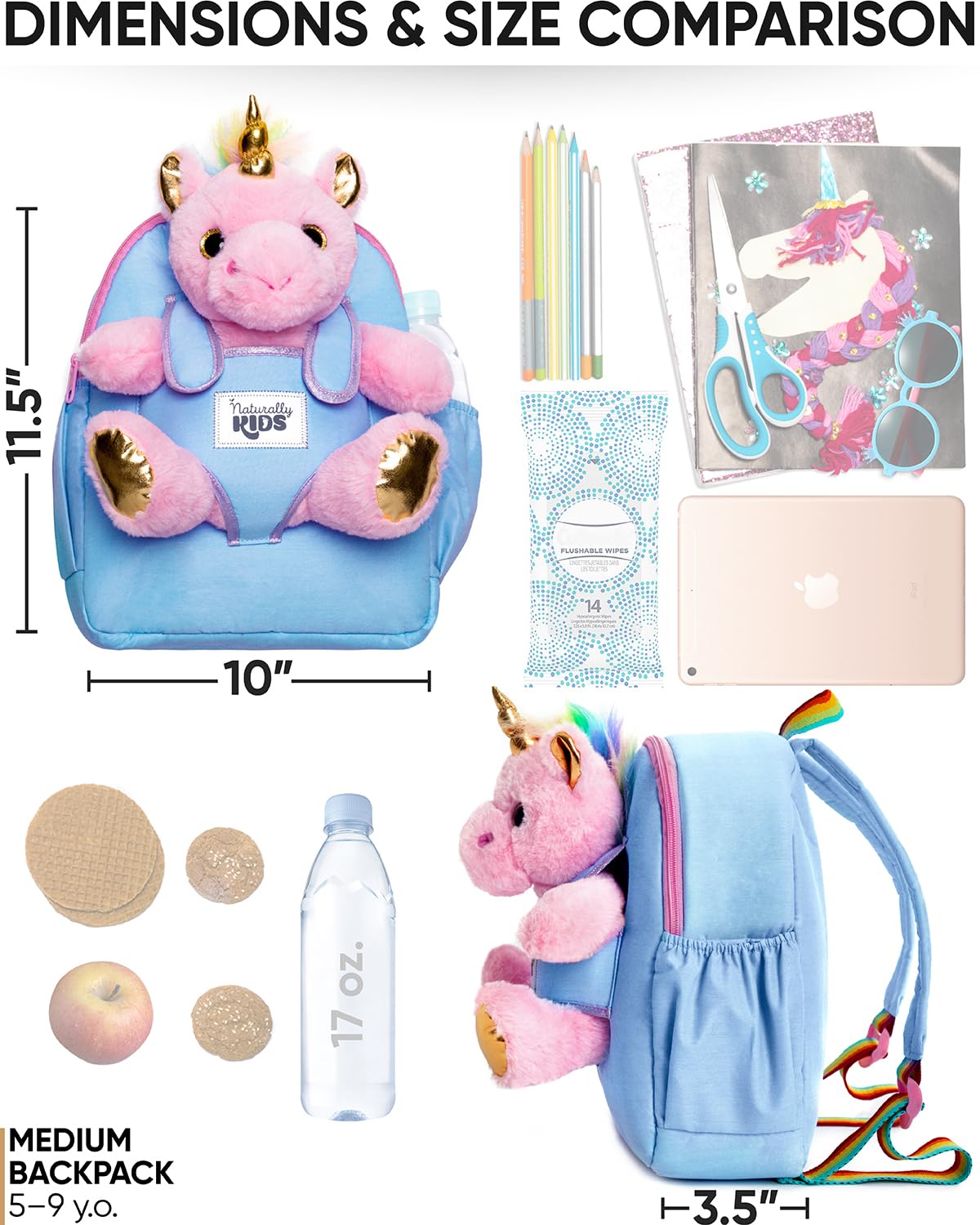 Foto 7 pulgar | Mochila de Unicornio Rosa con Peluche Desmontable para Niños de 5 a 7 Años