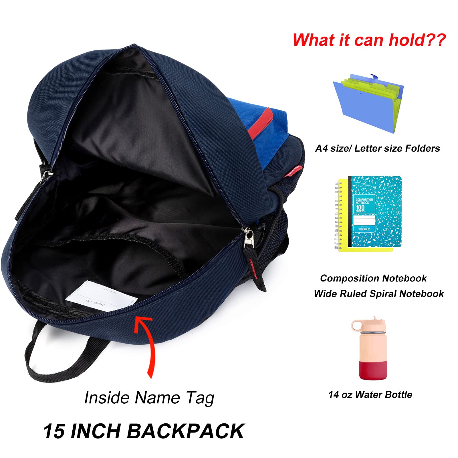 Foto 5 pulgar | Mochila HawLander Little Kids 16 L Azul Marino para Niños - Venta Internacional