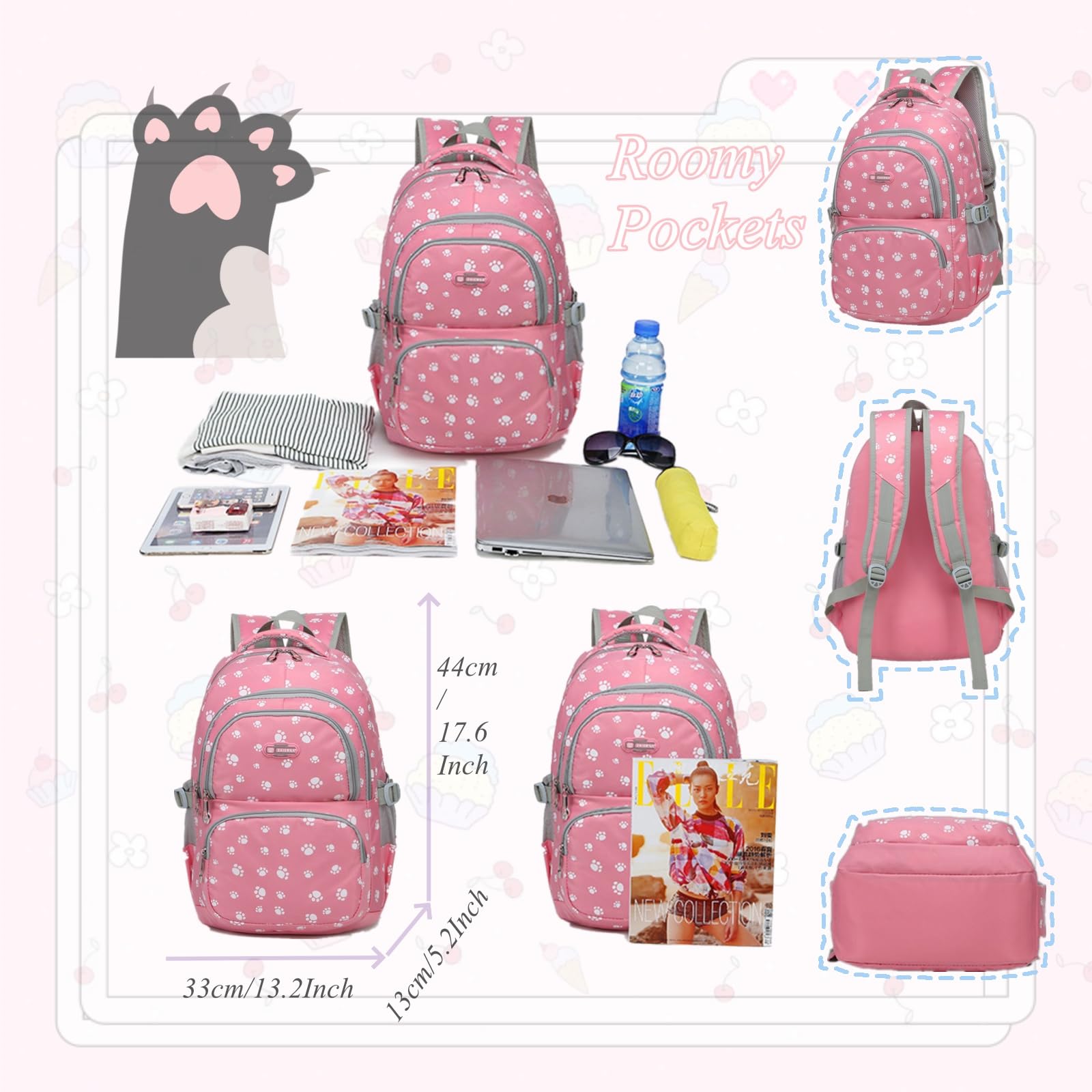 Foto 3 pulgar | Mochila Vidoscla con Estampado de Patas de Perro - Venta Internacional