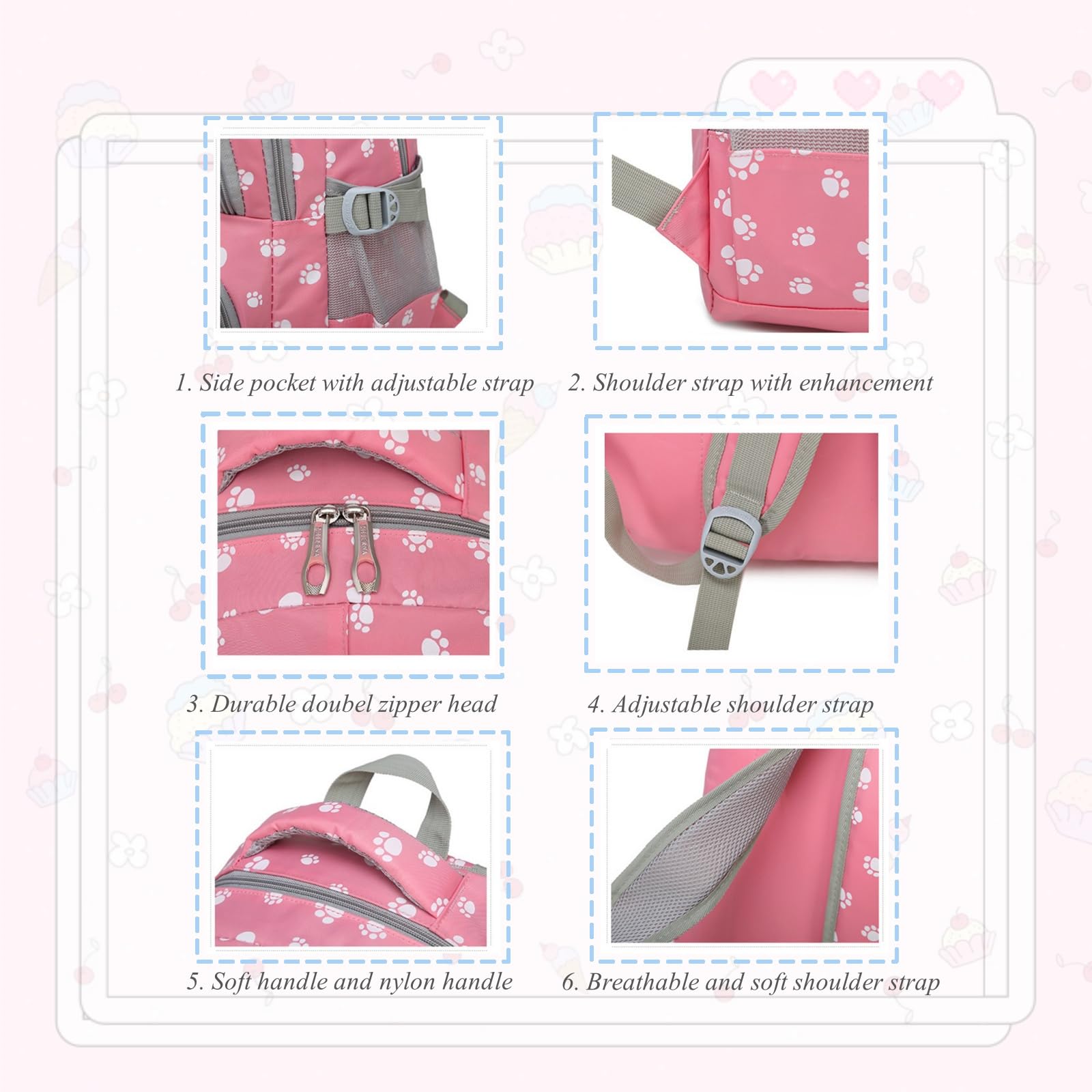 Foto 6 pulgar | Mochila Vidoscla con Estampado de Patas de Perro - Venta Internacional