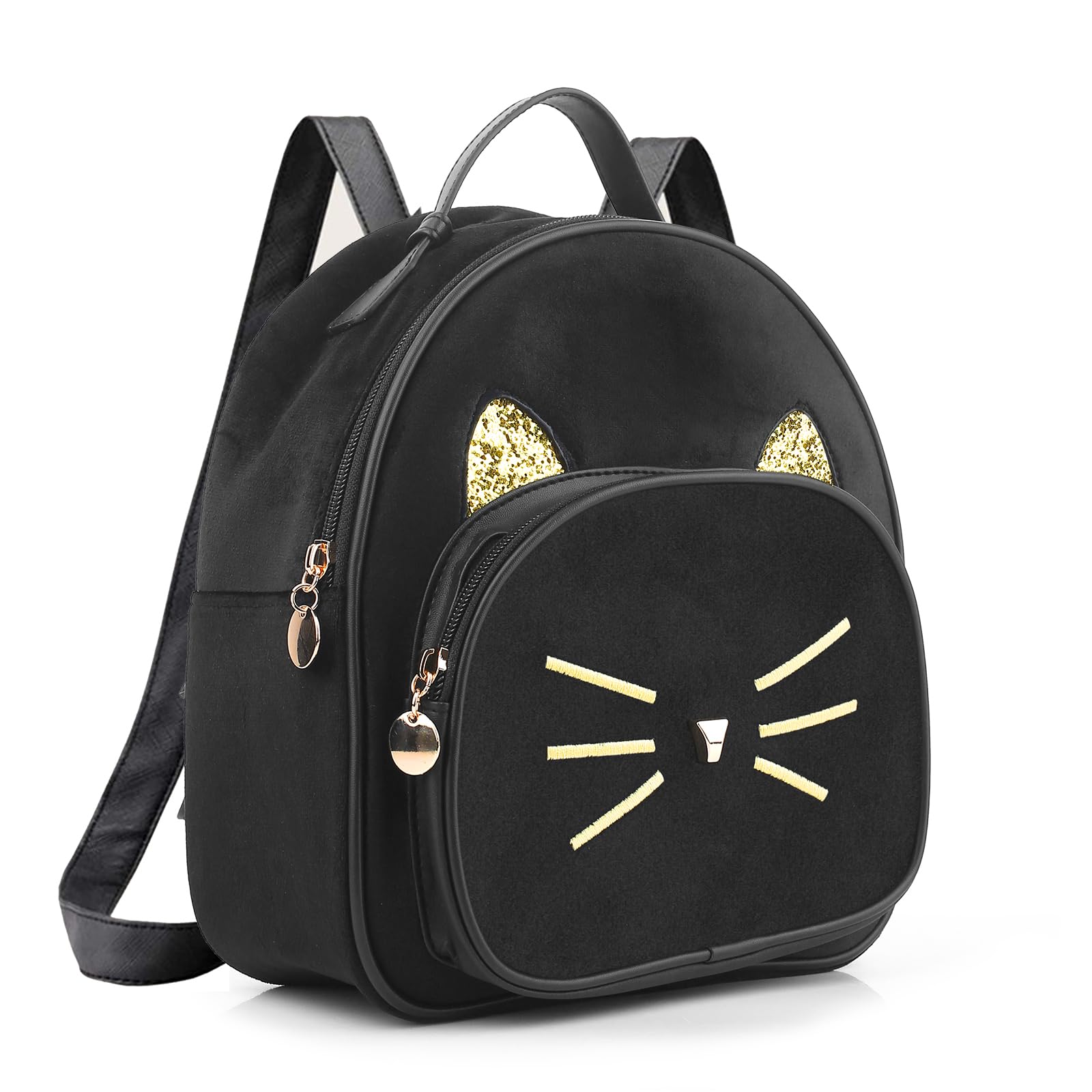 Foto 2 pulgar | Mochila Xmrsoy Negra con Bonito Gato de Terciopelo - Venta Internacional