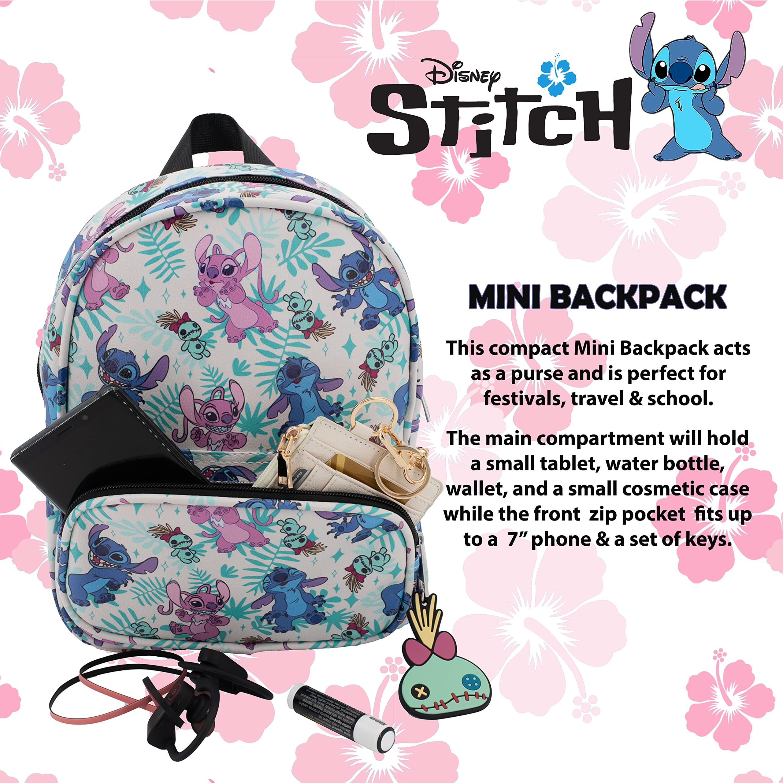 Foto 7 pulgar | Minimochila de piel sintética con estampado de Stitch & Angel de Disney - Venta Internacional