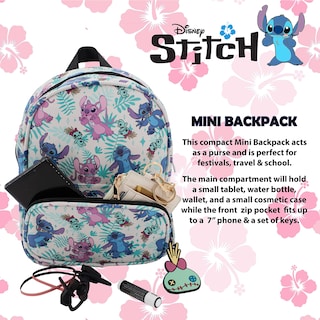 Foto 6 | Minimochila de piel sintética con estampado de Stitch & Angel de Disney - Venta Internacional