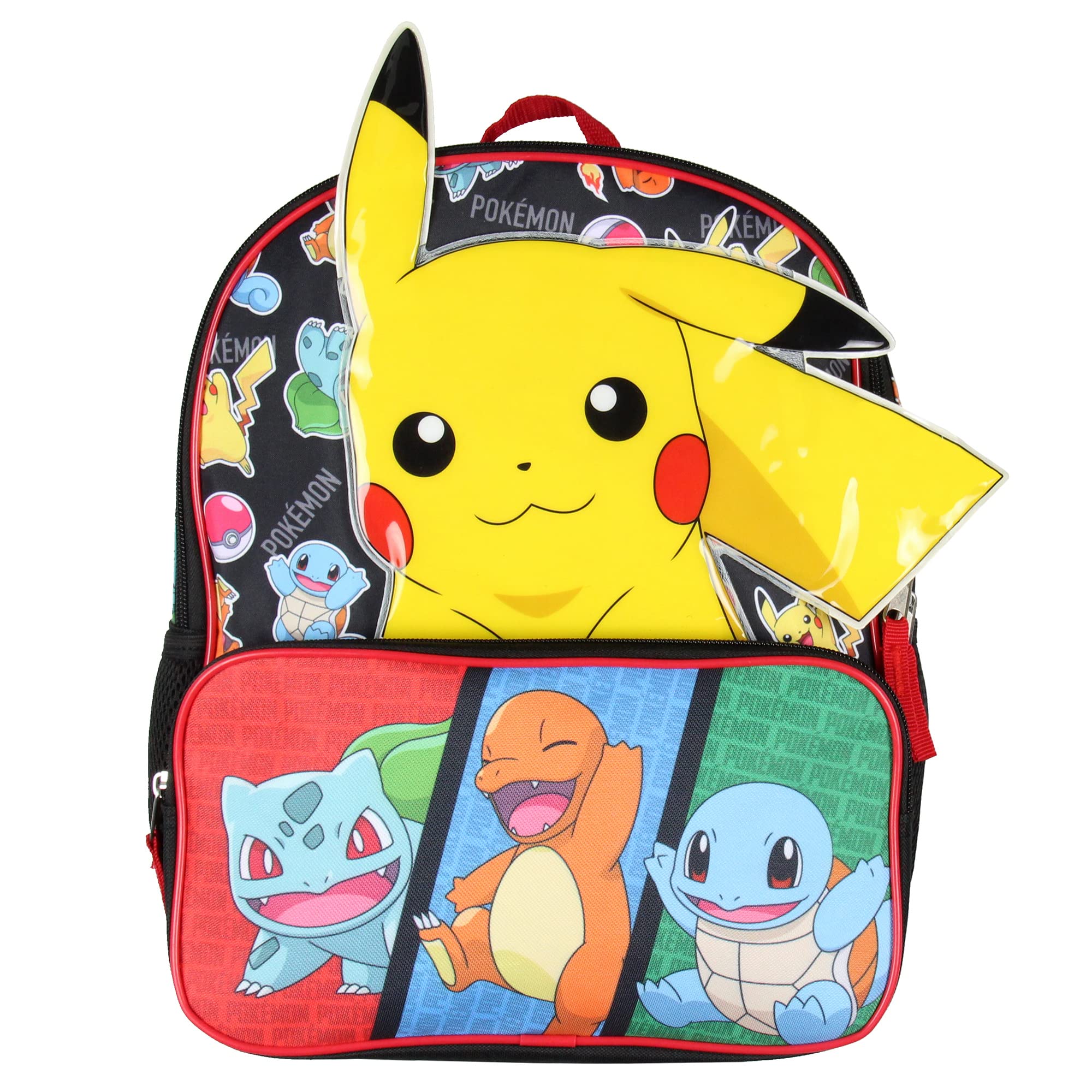 Foto 3 pulgar | Mochila Bioworld Pokémon 3d Pikachu Bulbasaur Squirtle 14'' - Venta Internacional