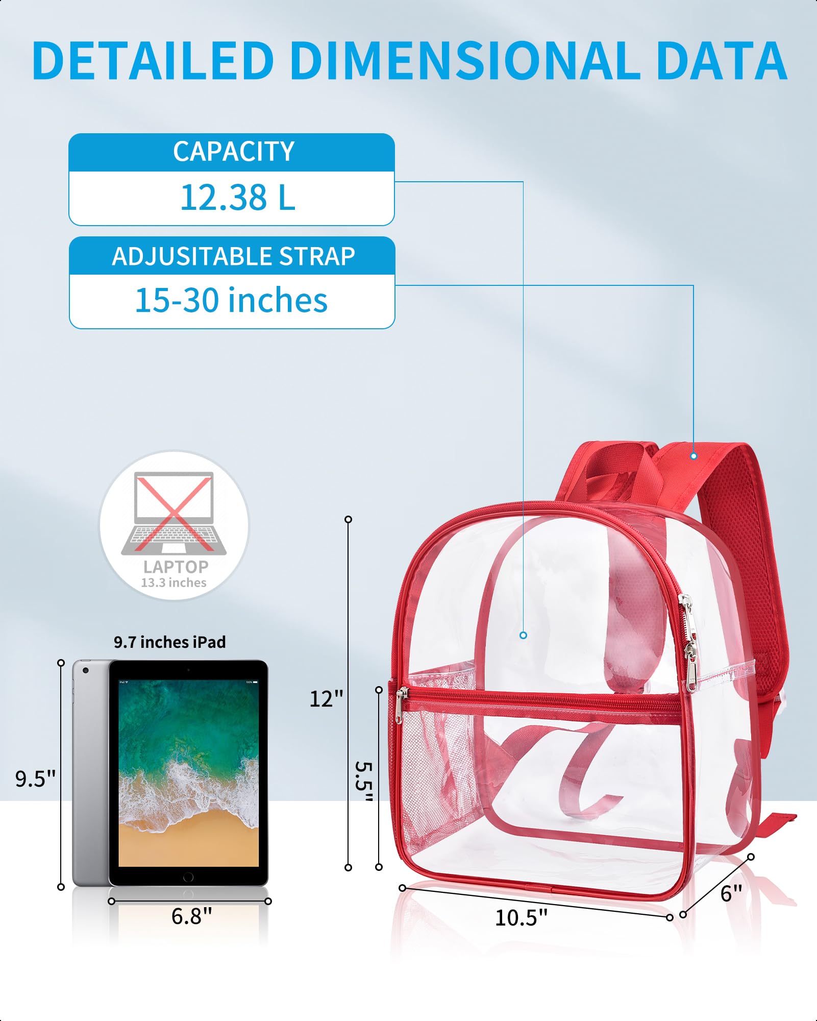 Foto 2 | Mochila Paxiland Transparente con Detalles Rojos - Venta Internacional