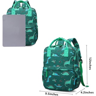 Foto 6 | Bonita Mochila Verde Diseño de Dinosaurios 12 Pulgadas - Venta Internacional