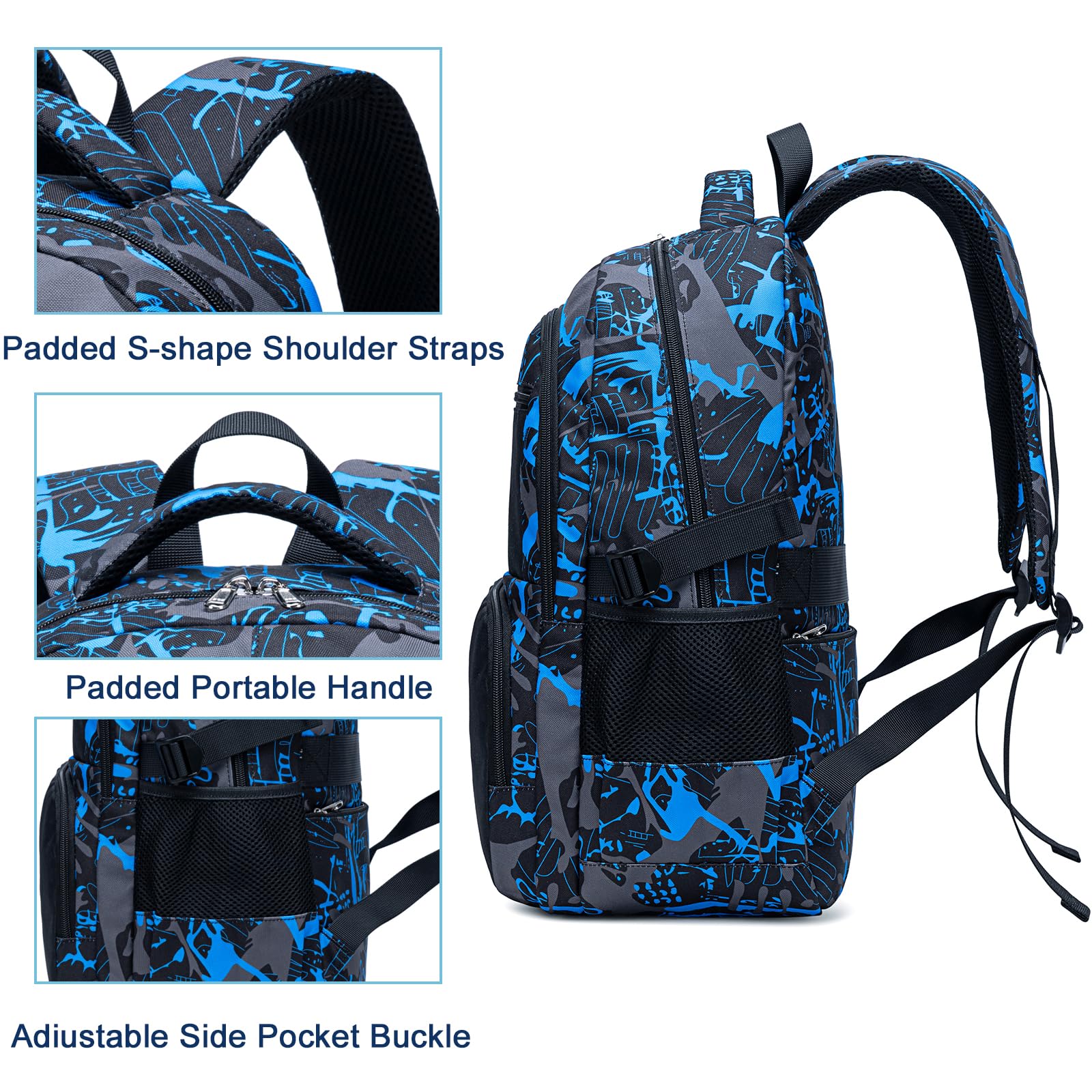 Foto 6 pulgar | Mochila Bluboon Diseño Camuflaje Azul 17,5 l - Venta Internacional