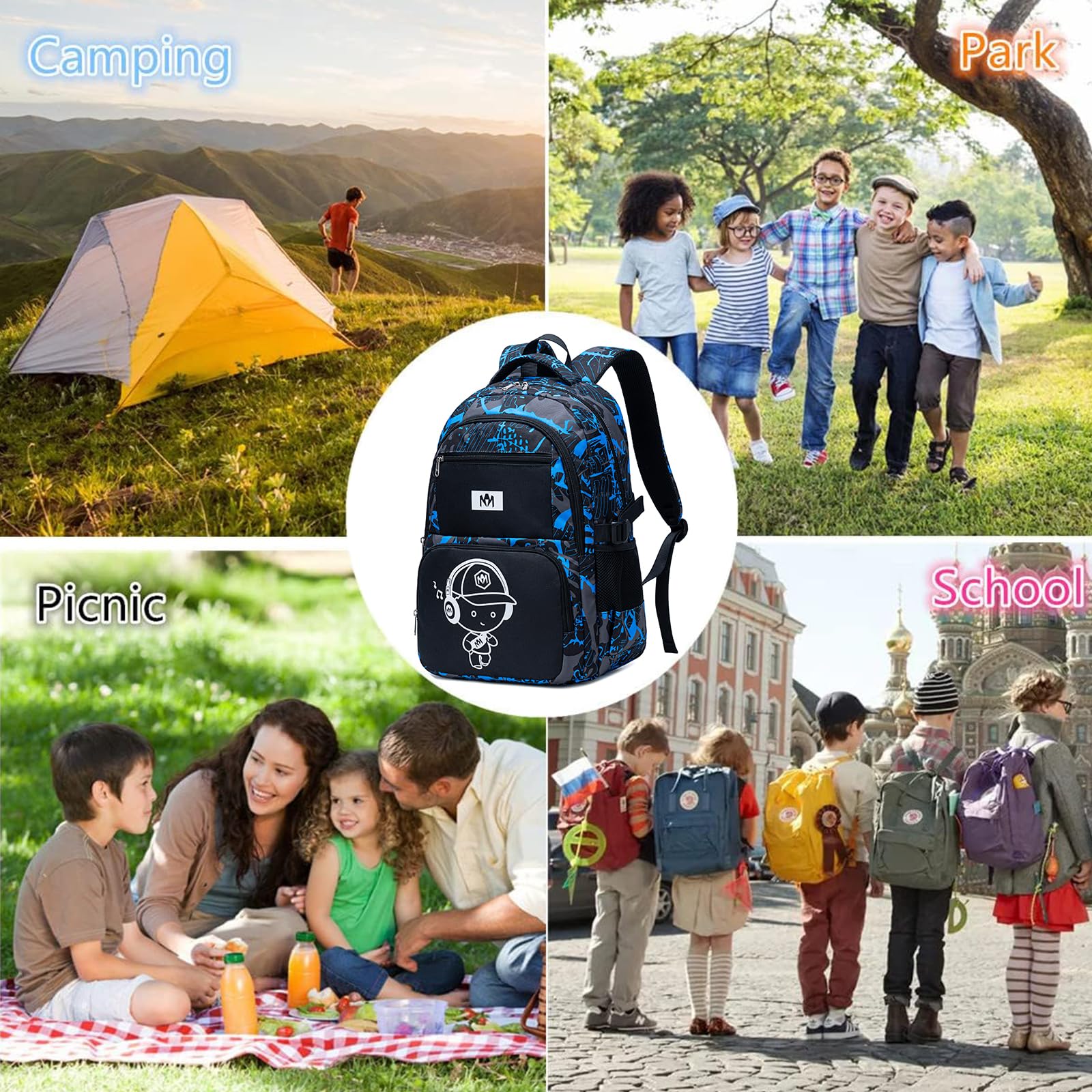 Foto 6 | Mochila Bluboon Diseño Camuflaje Azul 17,5 l - Venta Internacional