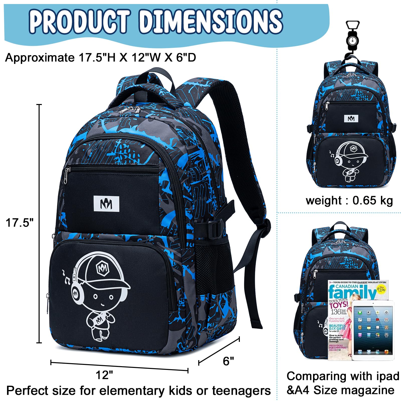Foto 8 pulgar | Mochila Bluboon Diseño Camuflaje Azul 17,5 l - Venta Internacional