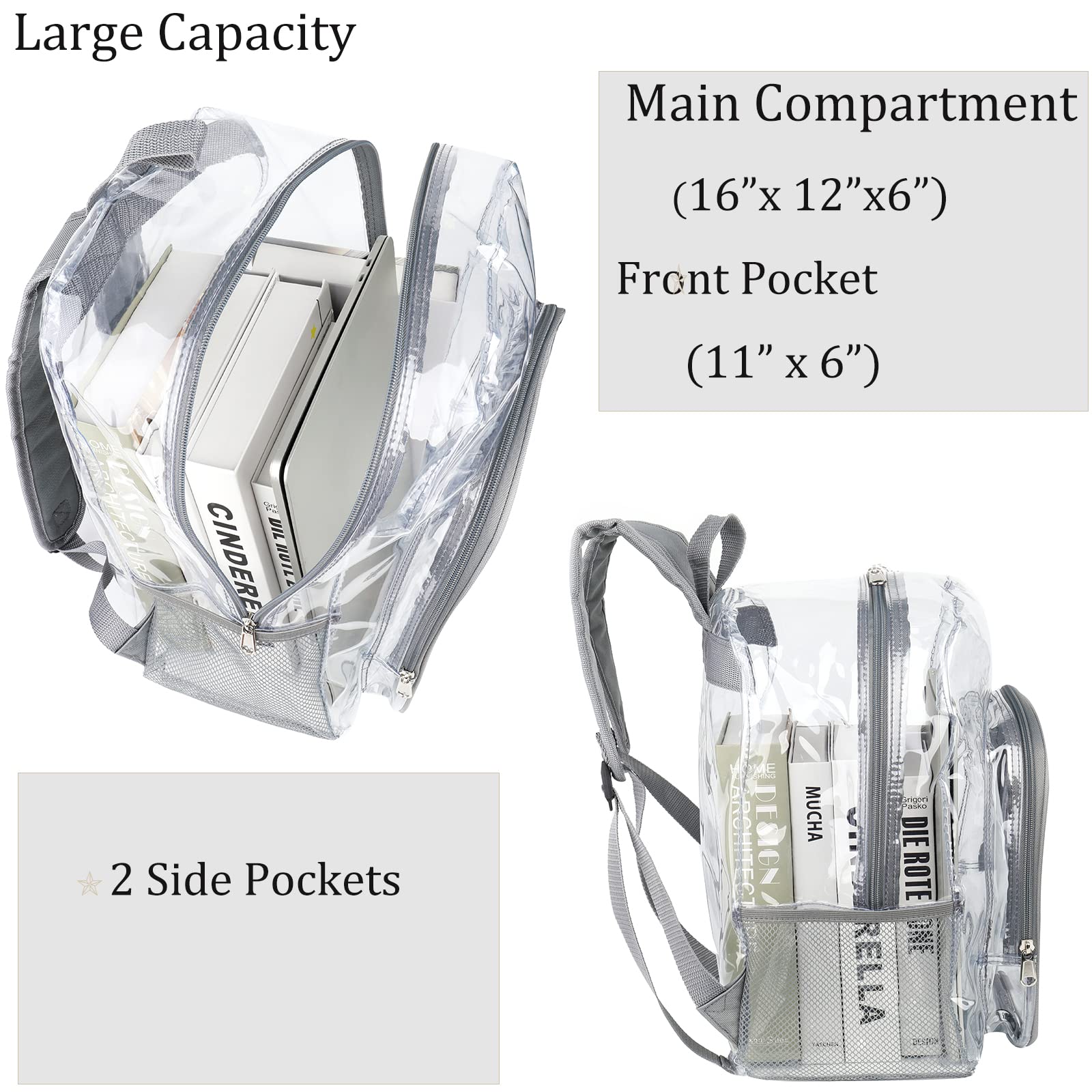 Foto 4 pulgar | Mochila Transparente Jomparo Heavy Duty para La Escuela - Venta Internacional