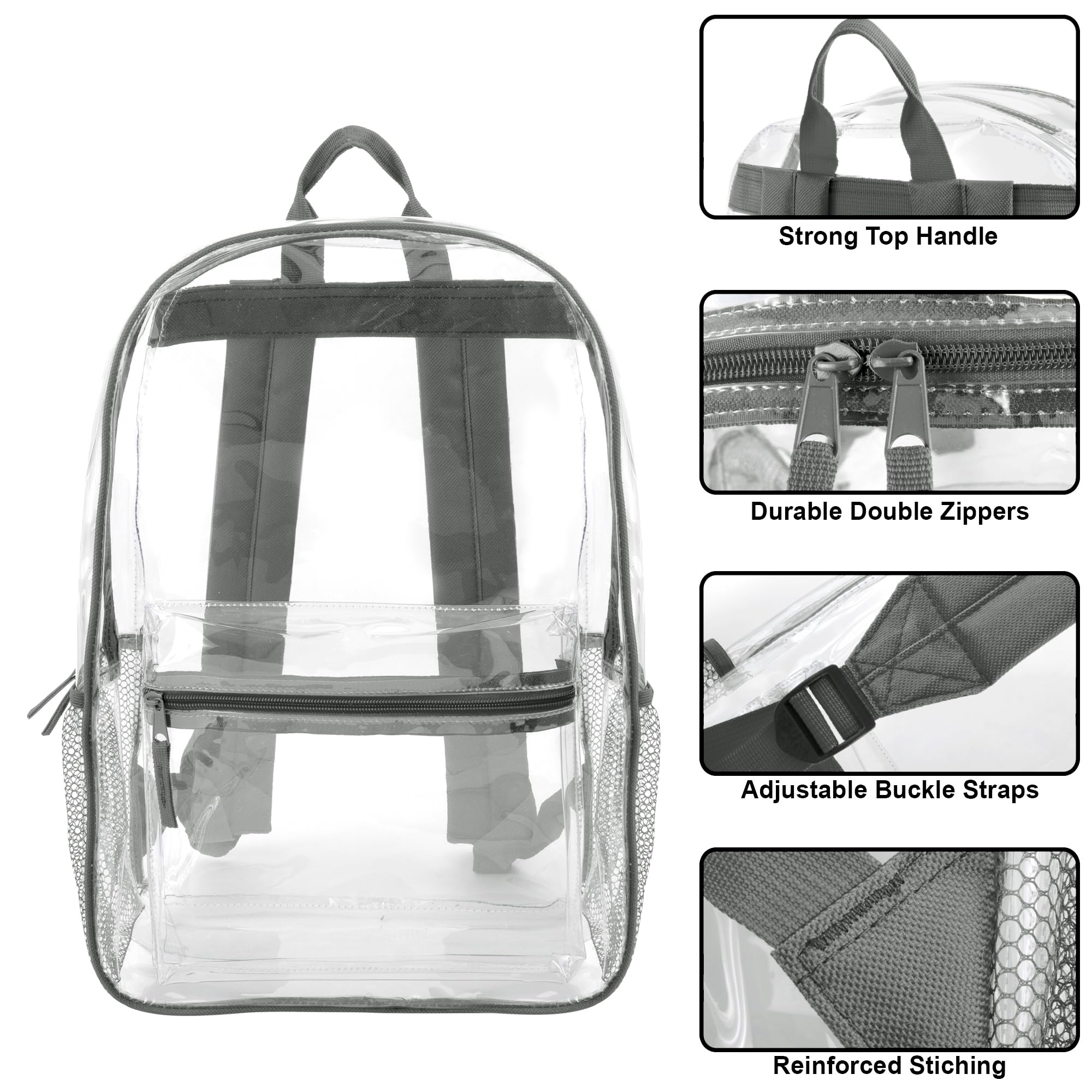 Foto 3 pulgar | Mochila Trail Maker PVC Transparente Resistente Gris Transparente