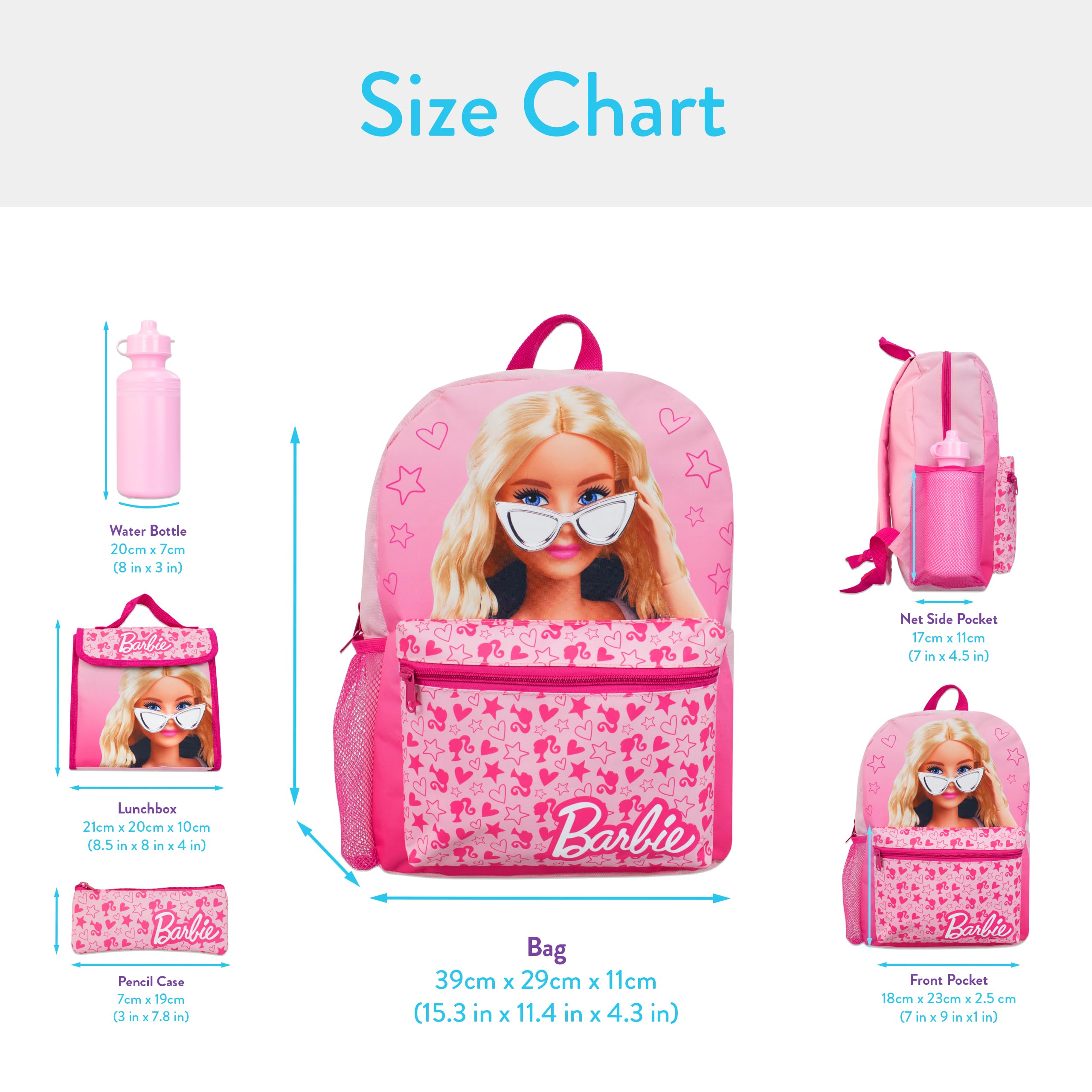 Foto 7 | Set de Mochilas Barbie School Rosa 4 Piezas - Venta Internacional