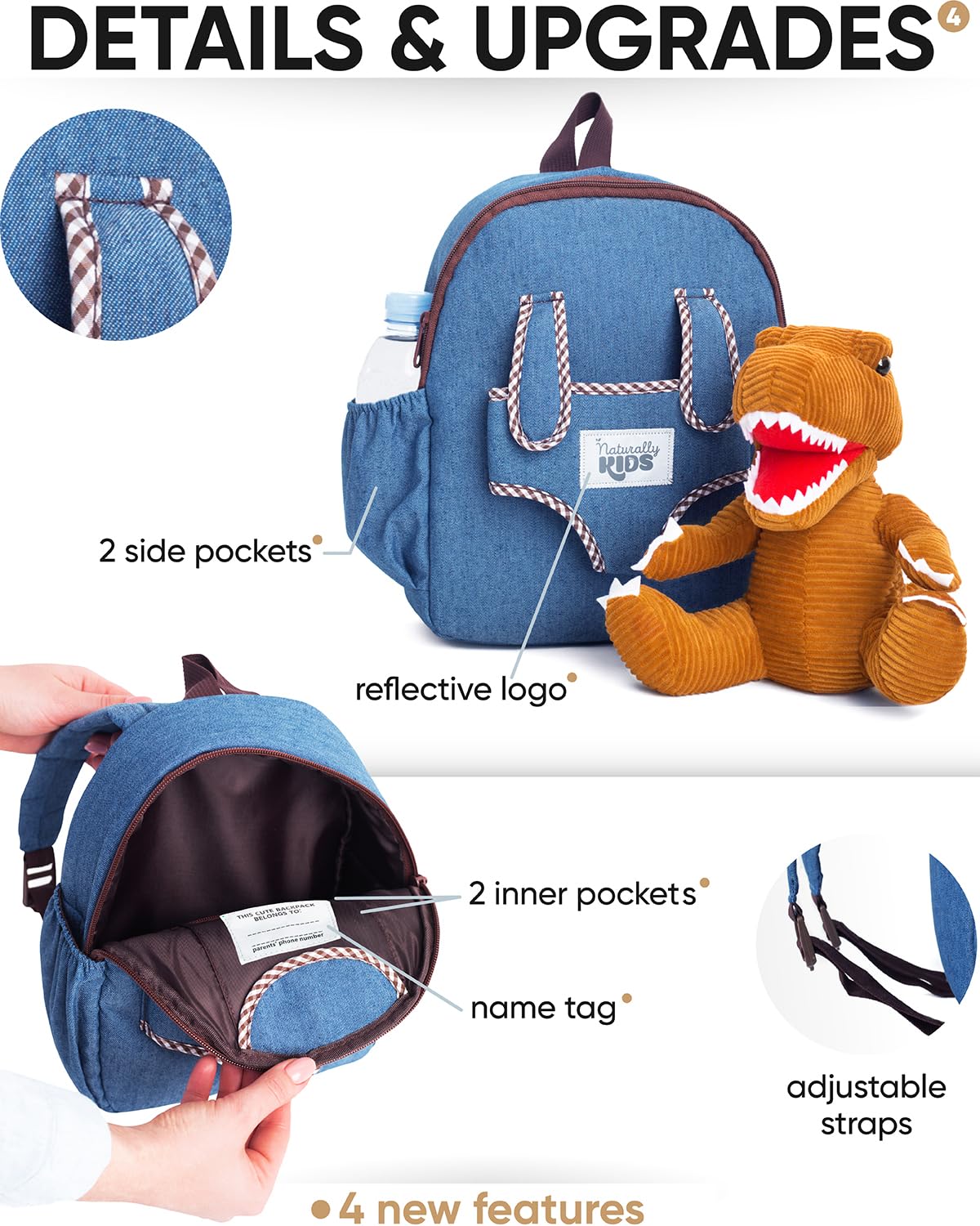 Foto 5 pulgar | Mochila Naturally Kids con Diseño de Dinosaurio para Niños de 5 A 7 Años - Venta Internacional