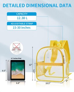 Foto 2 | Mochila Paxiland Clear Stadium Amarilla - Venta Internacional