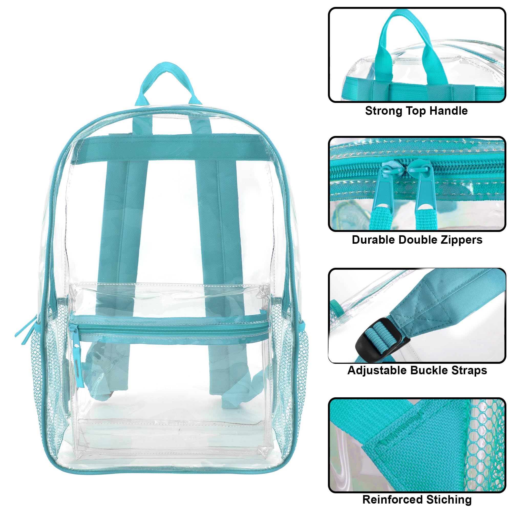 Foto 3 pulgar | Mochila Trail Maker de PVC Transparente con Detalles Turquesa muy Resistente - Venta Internacional