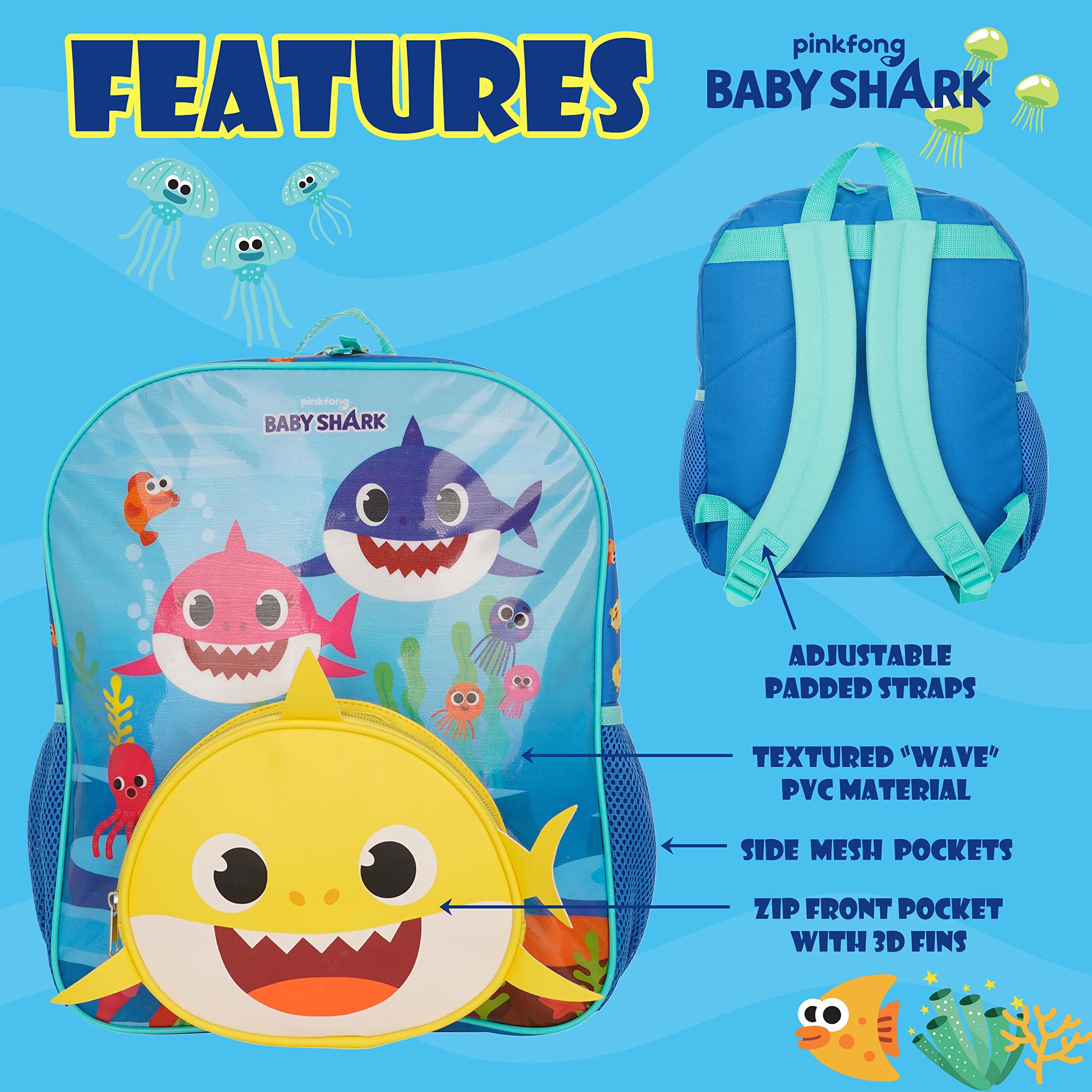 Foto 5 pulgar | Mochila Ai Accessory Innovations Baby Shark 14 Niños Y Niñas - Venta Internacional