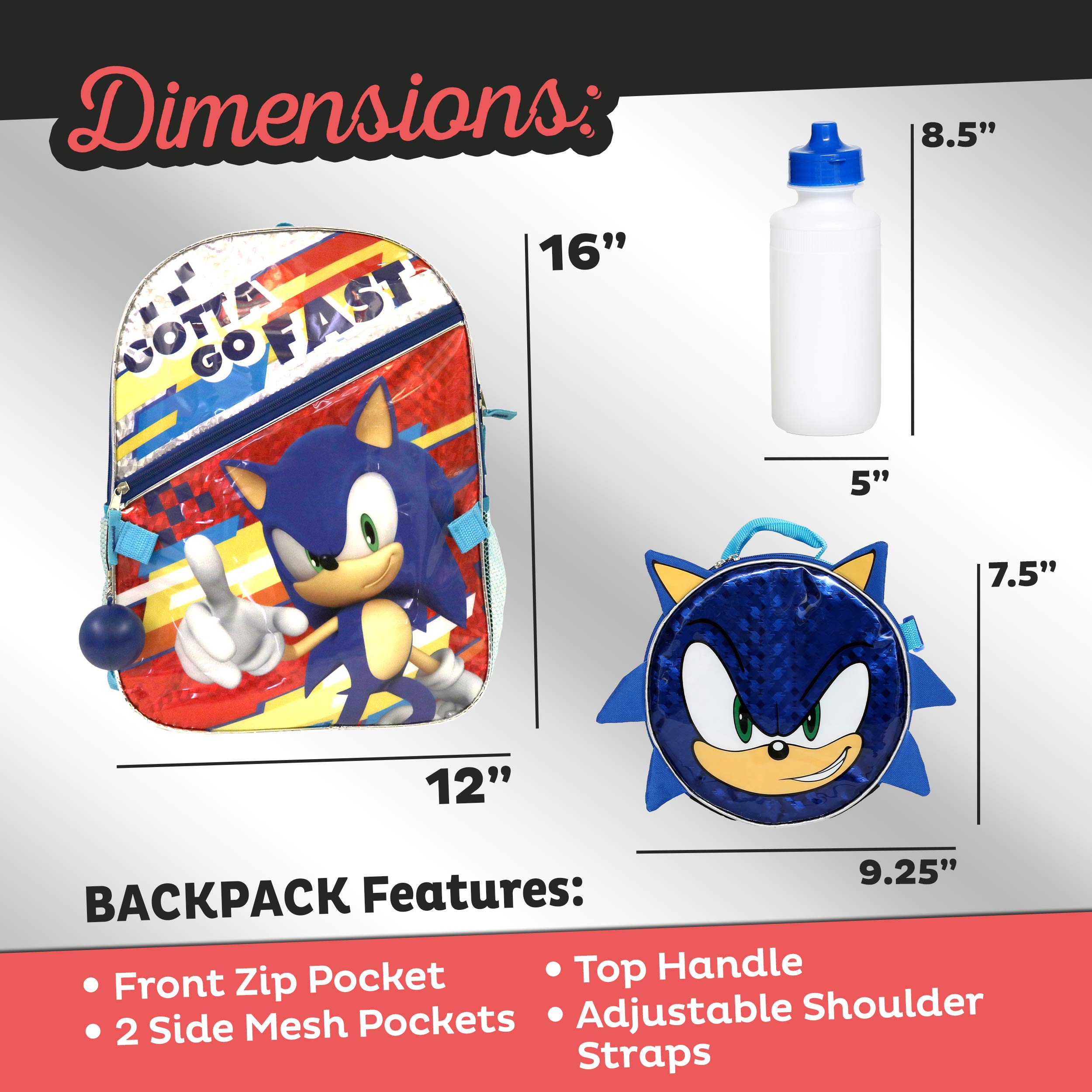 Foto 7 pulgar | Set de Mochila Y Almuerzo Sonic The Hedgehog Para Niños - Venta Internacional