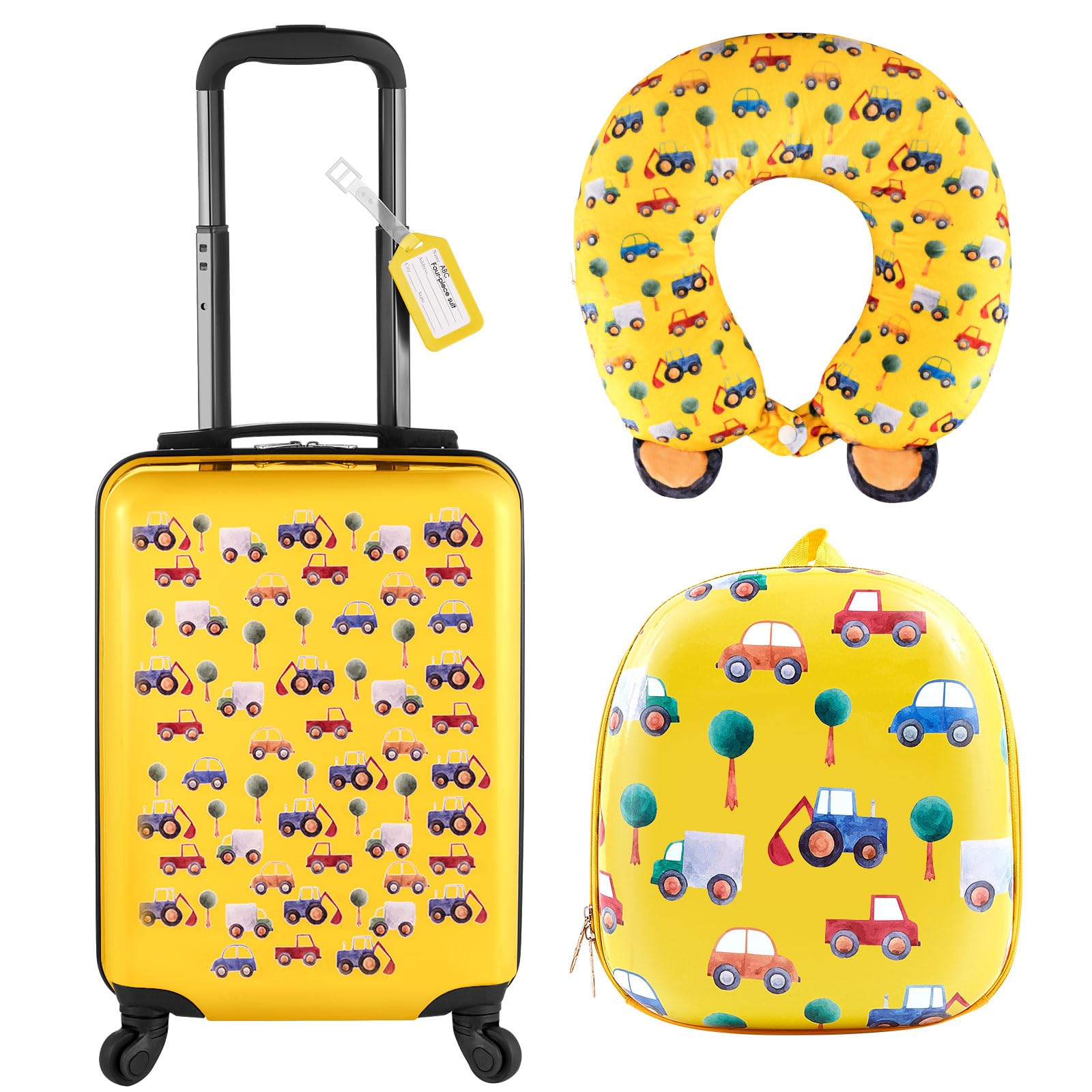 Set de Equipaje Sanwuta Car Kids de 18 Pulgadas con Ruedas y Mochila - Venta Internacional