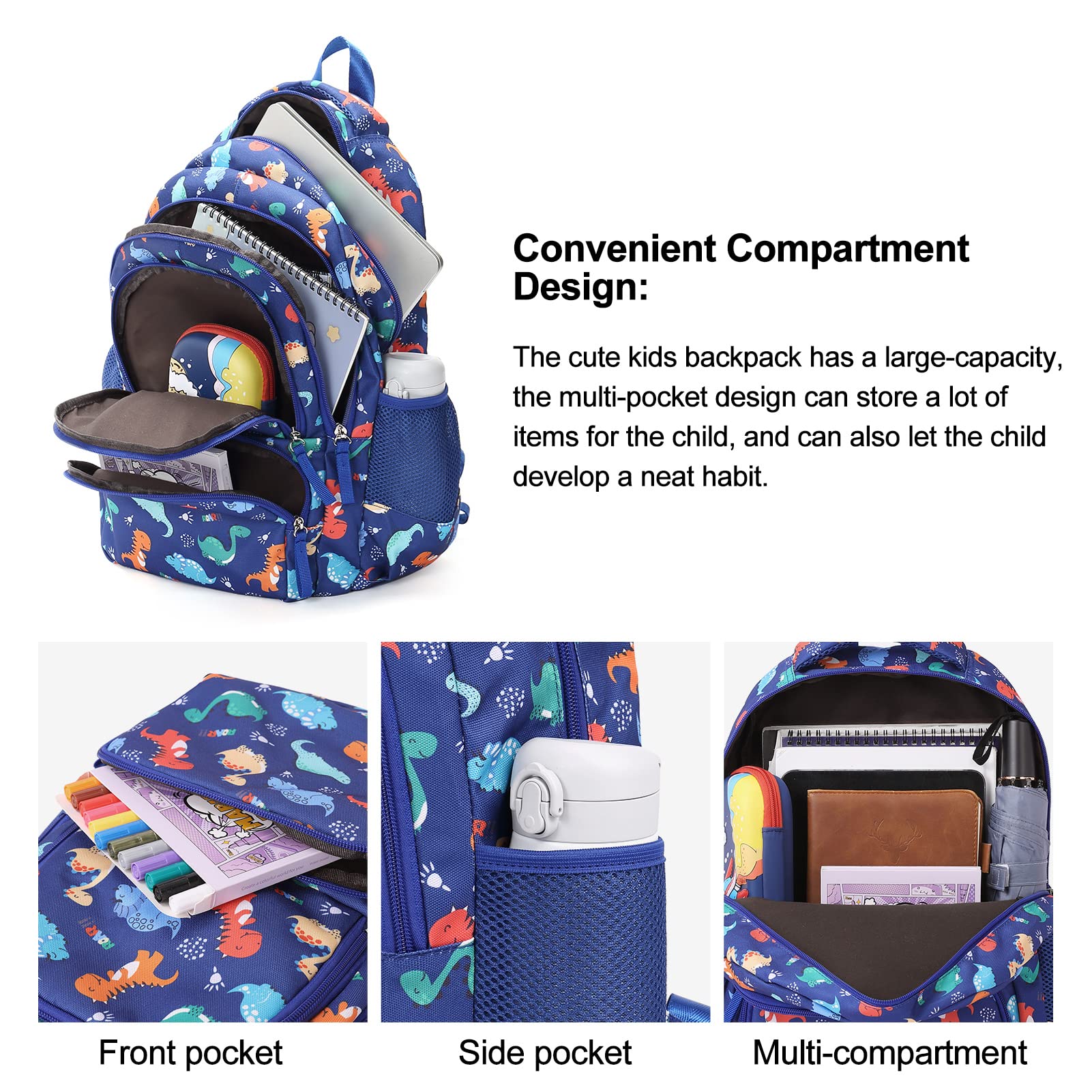 Foto 6 pulgar | Mochila Cluci Kids con Diseño de Dinosaurio Azul Impermeable - Venta Internacional