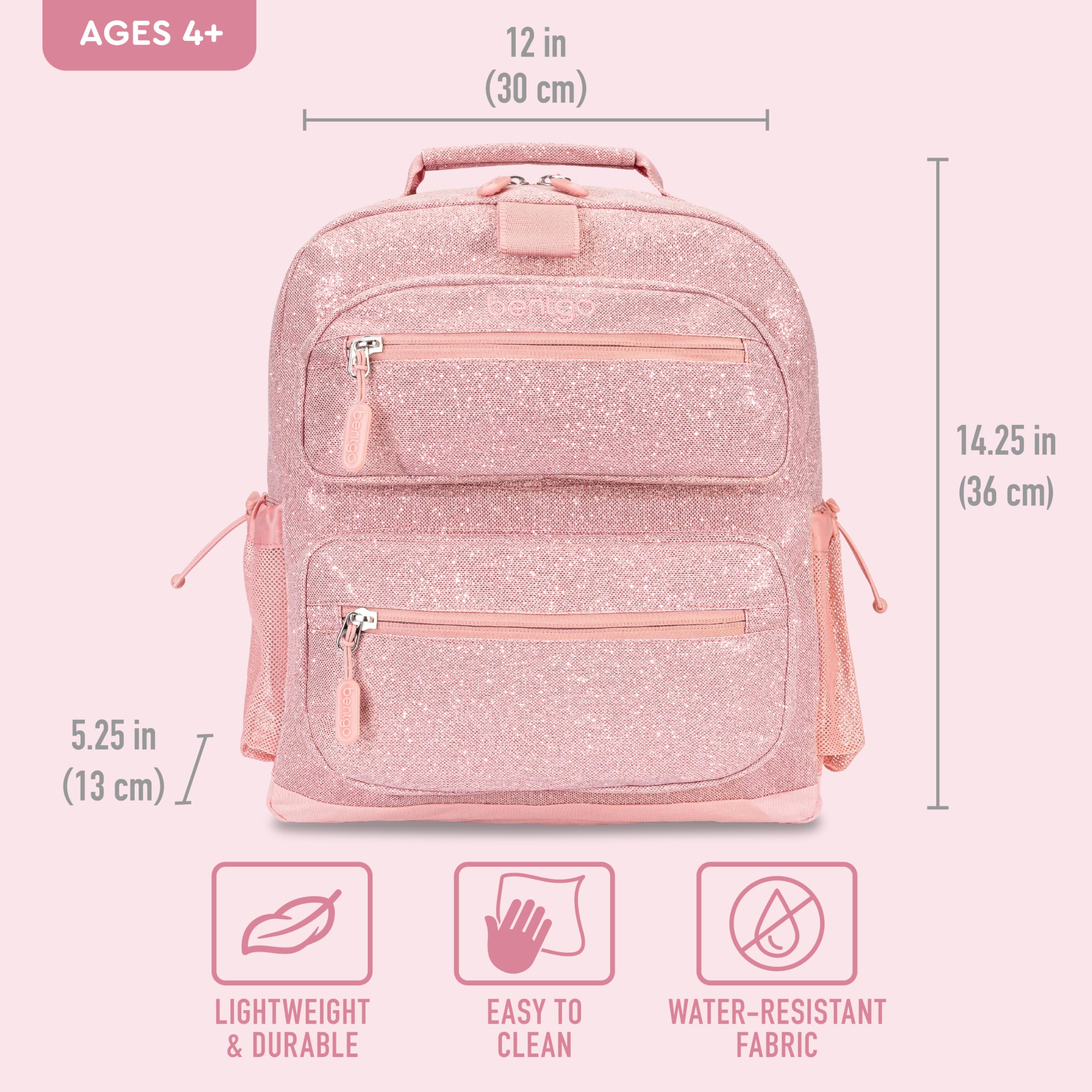 Foto 5 pulgar | Mochila Bentgo Kids Glitter Ligera de 35.56 cm Rosa Pétalo - Venta Internacional